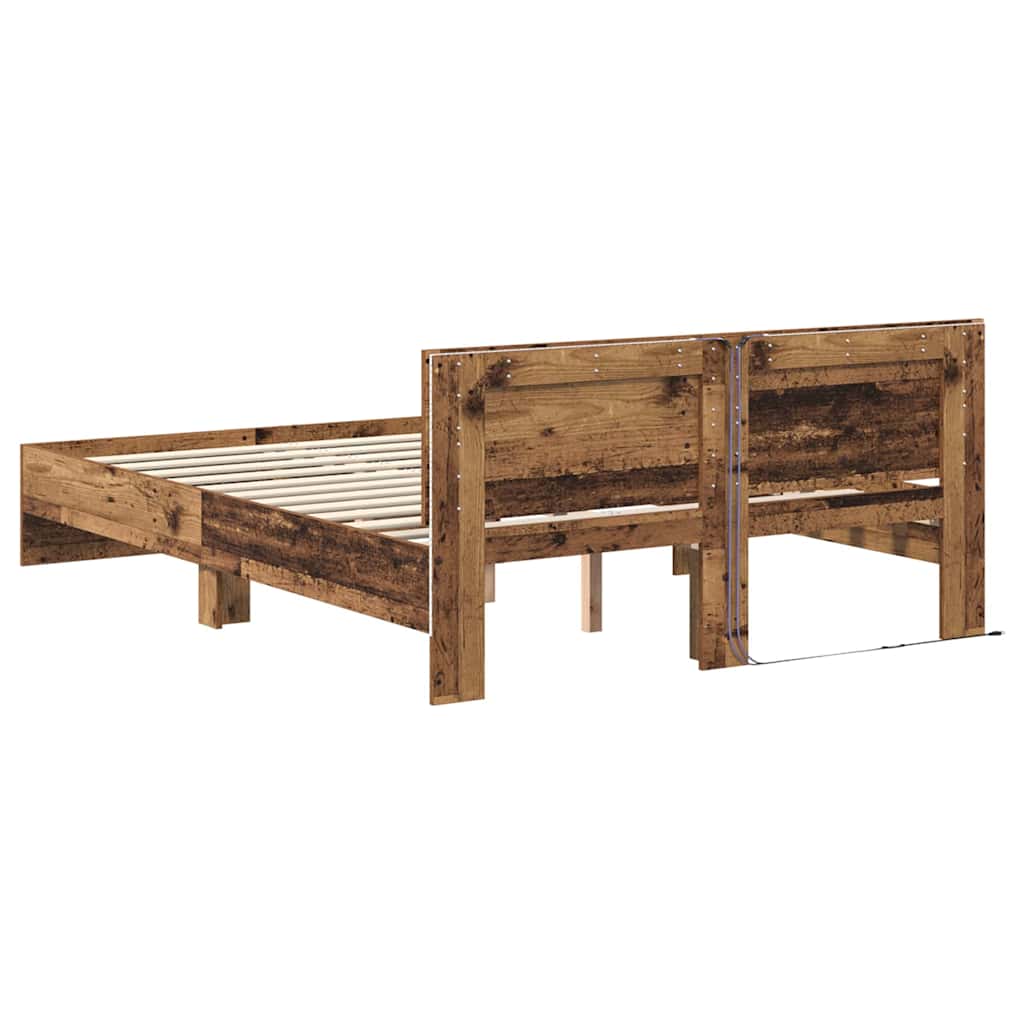 Cadre de lit en panneau de bois bois ancien pour la chambre, 150 × 200 cm - 8
