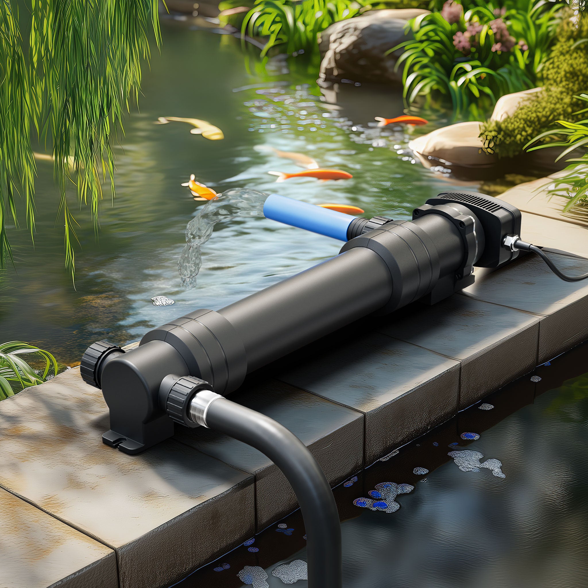 CUV-655 Stérilisateur Clarificateur bassins/étang - débit max. 8000 l/h - avec Lampe rayons UV-C 55 W + Miroir inox + Aimants - pour… SunSun - 2