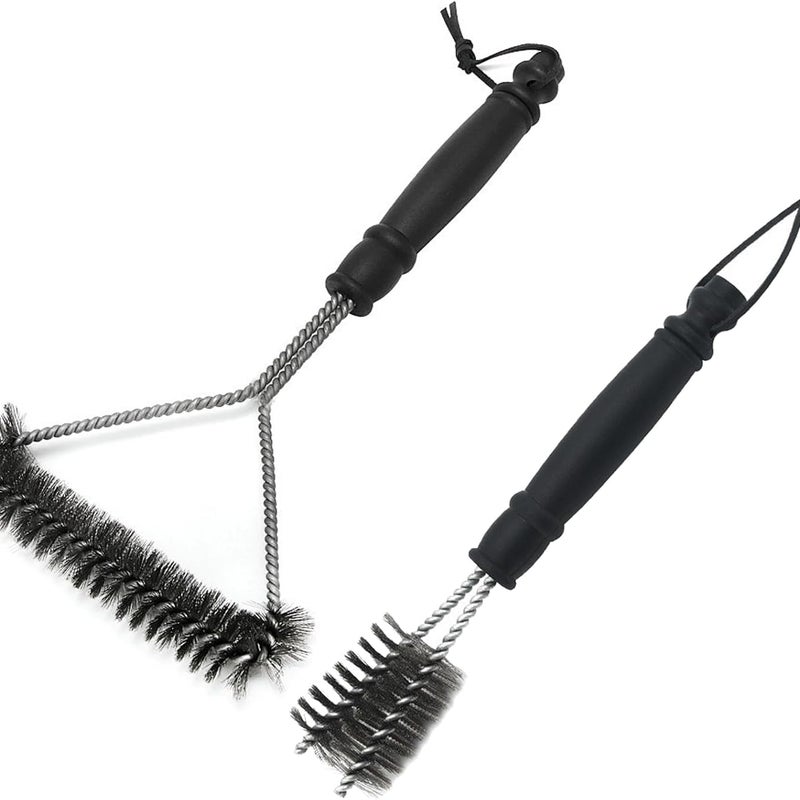 Zestaw 2 szczotek do grilla, szczotka do czyszczenia grilla, gęste włosie ze stali nierdzewnej, szczotka do czyszczenia grilla gazowego 26/30 cm