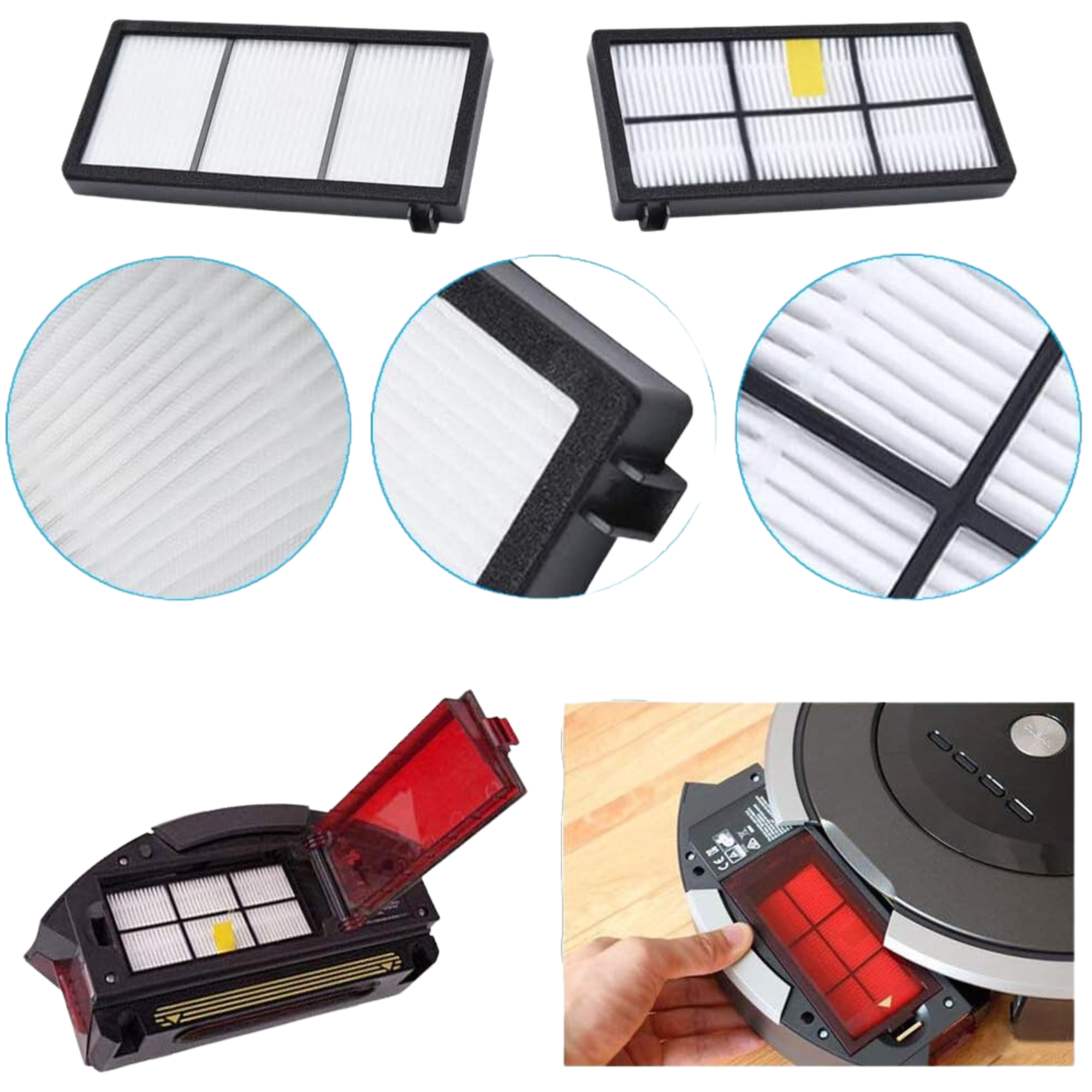Pack accessoires pour iRobot Roomba Serie 800 900 850 860 870 880 890 960 971 980 990 Filtres/brosses latérales/rouleaux extracteurs - 5