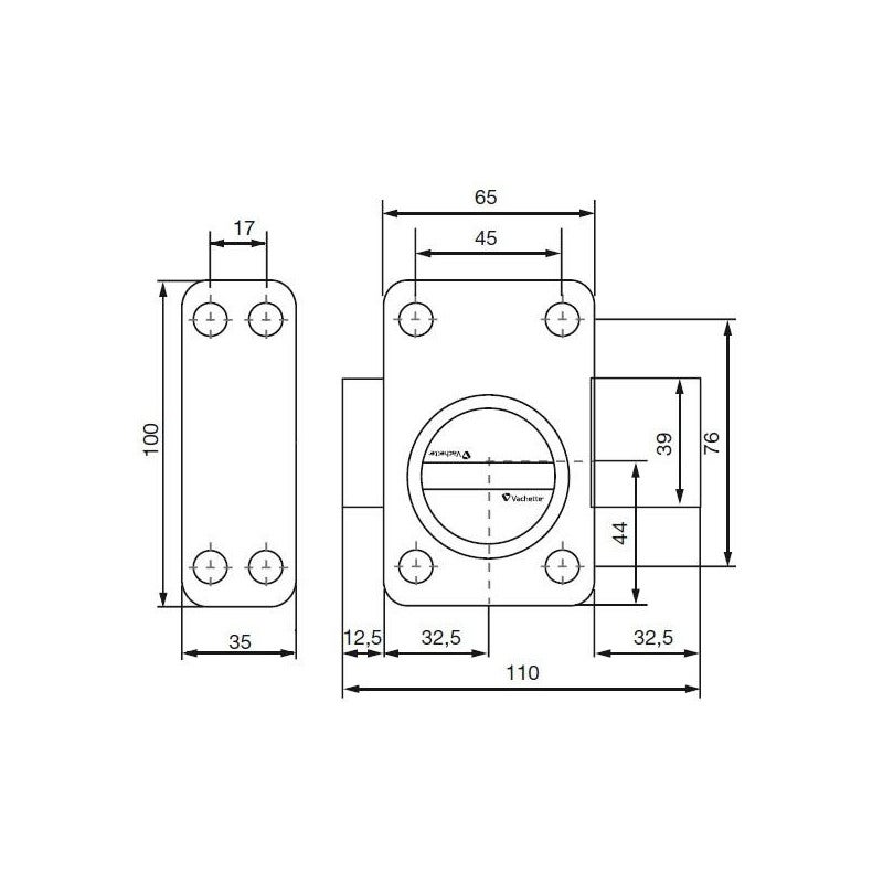 VERROU V136 CYL. 45MM 67640/SC VACHETTE - 67640 SC - 2