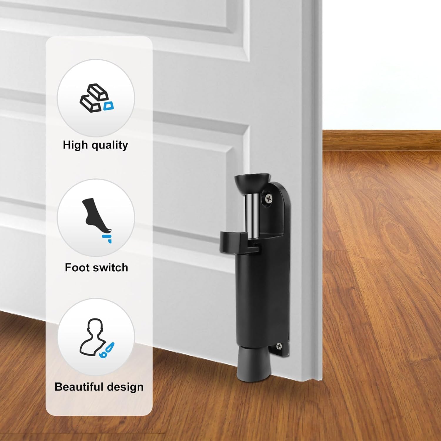 1 Butée de Porte en Noir, Bloque Porte Sol en Anti-Défaillance, Arret de Portail Universel Intérieur & Extérieur, Alliage de Zinc Sécurité Porte, pour - 2