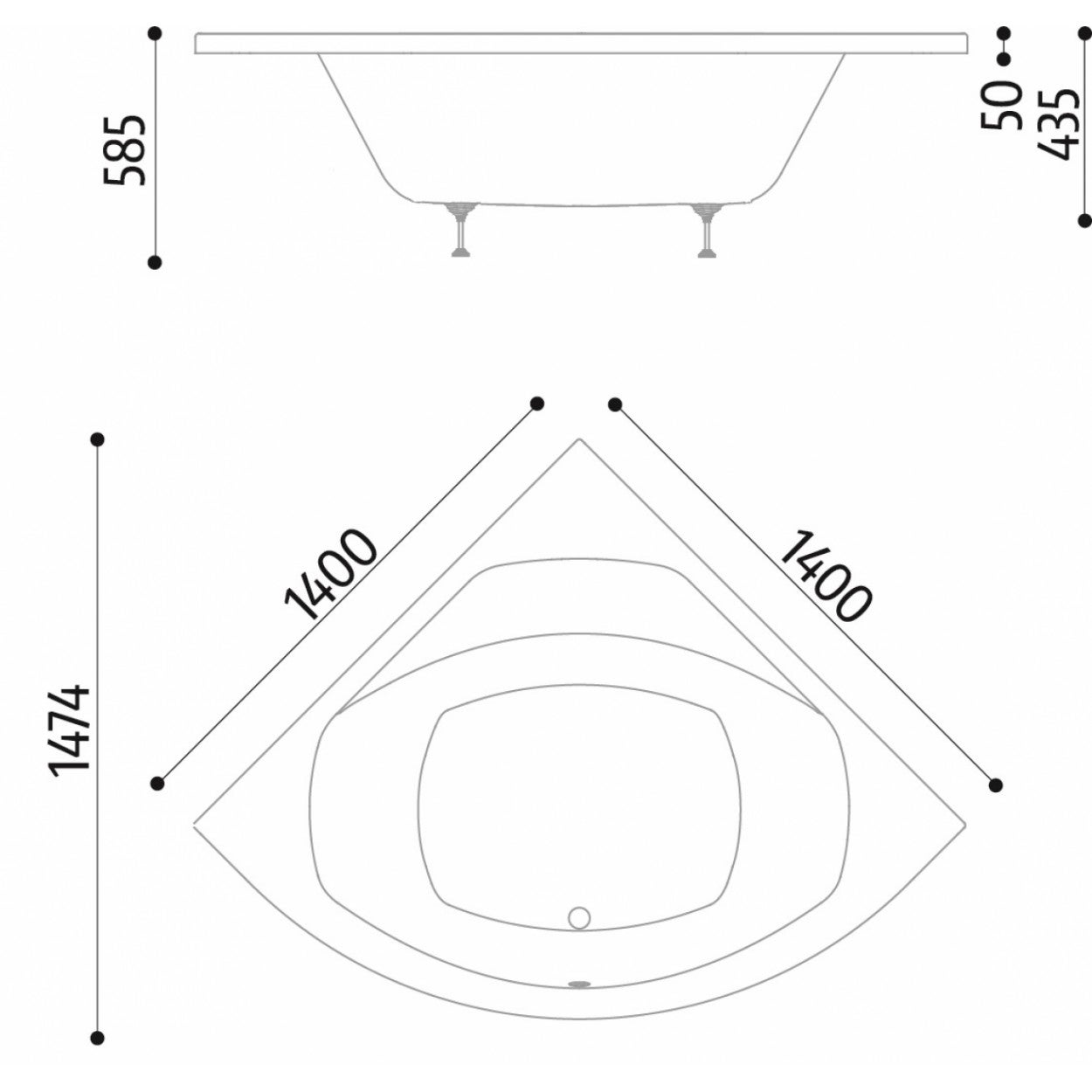 Pack baignoire d'angle 140x140 POP avec tablier - 5