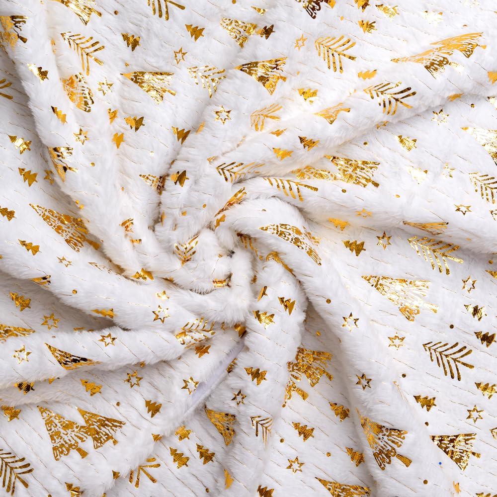 Saia para árvore de Natal, padrão dourado para árvore de Natal, capa para base de árvore de Natal, decoração para casa (122 cm) - 3