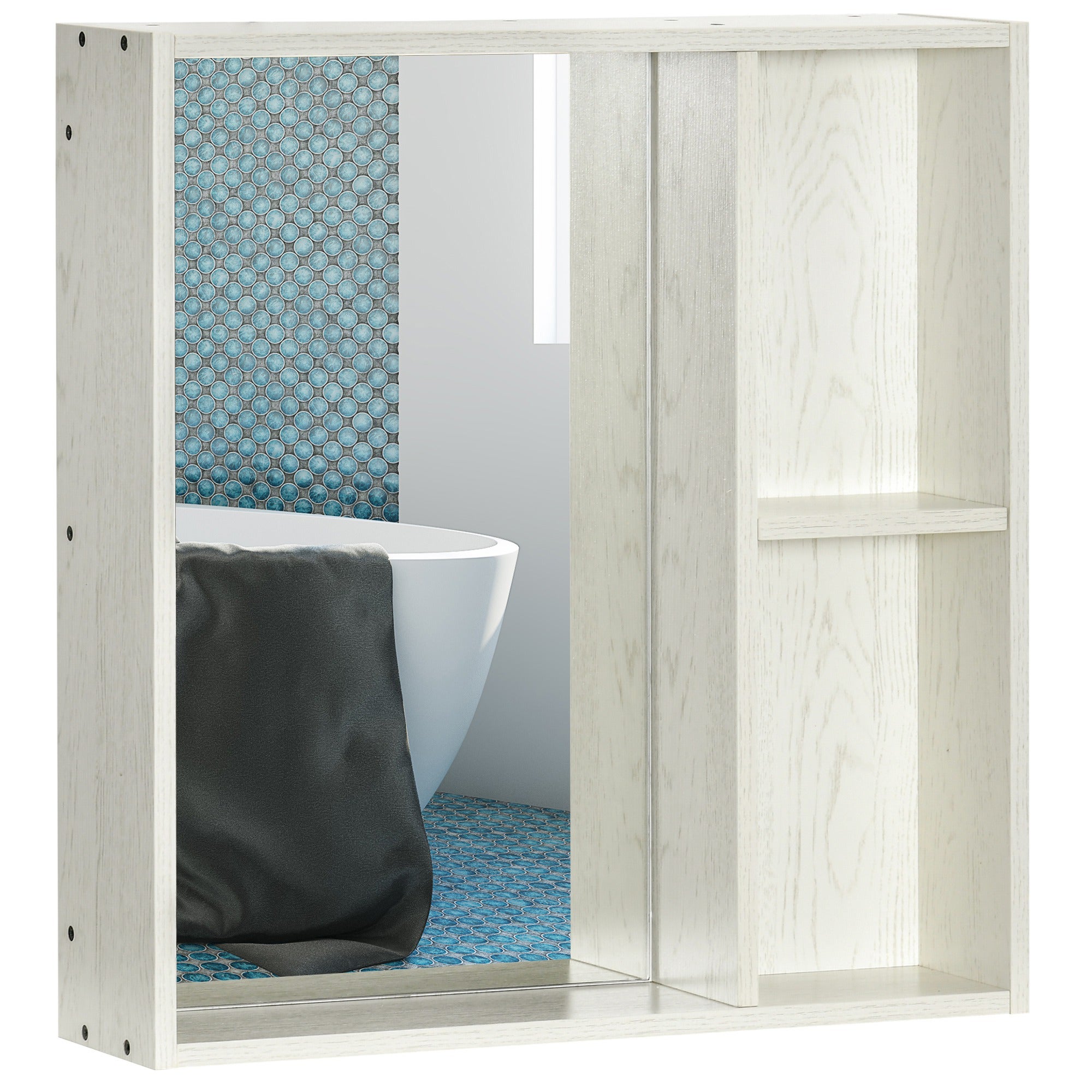 Leroy Merlin Bathroom Mirror Cabinet With Shelves, Modern Style Bathroom Furniture, 63X15x65 Cm, White Clara 