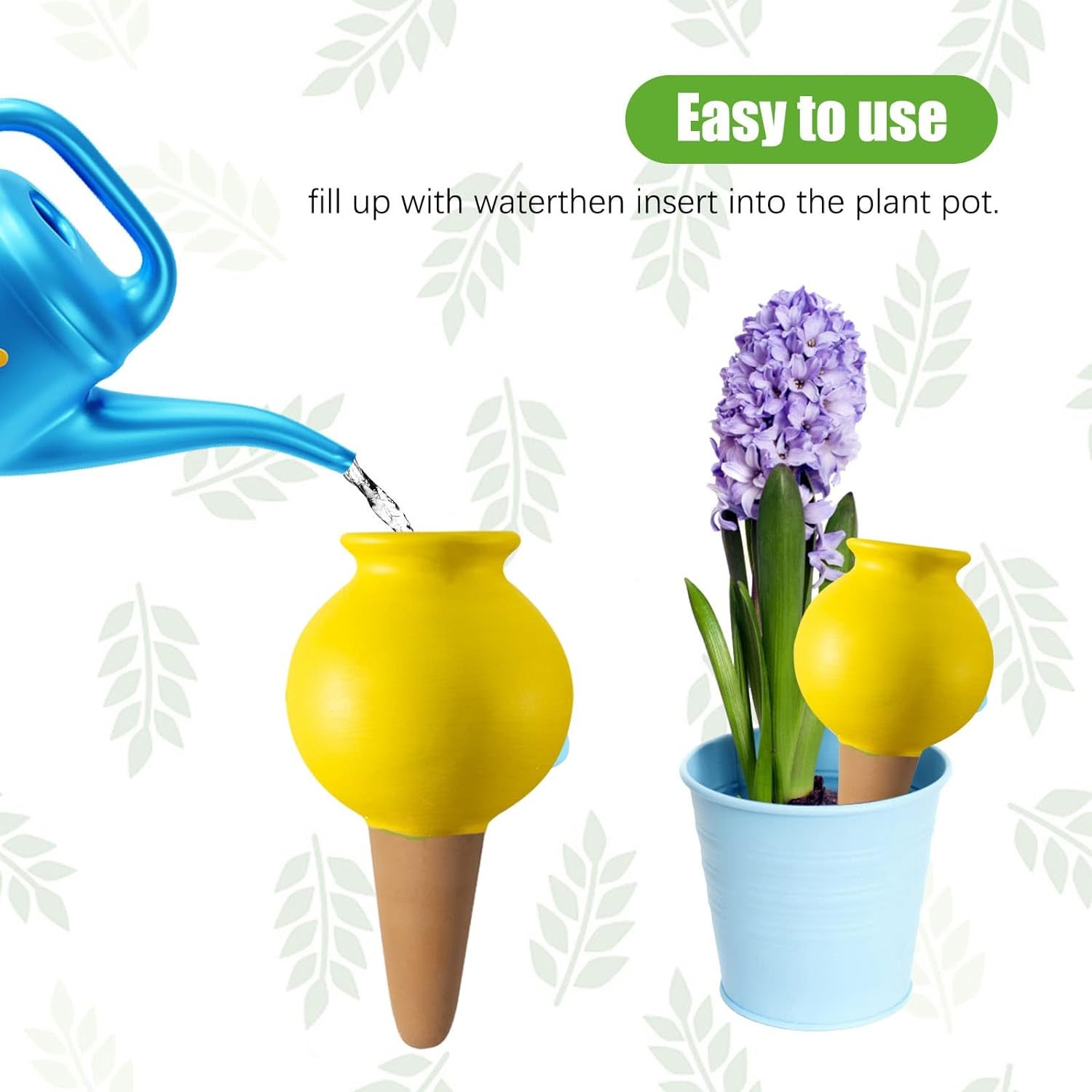 Lot de 4 goutteurs d’eau en céramique–Système d’irrigation goutte-à-goutte automatique pour plantes en pot–Arrosage décoratif pour intérieur/extérieur - 9