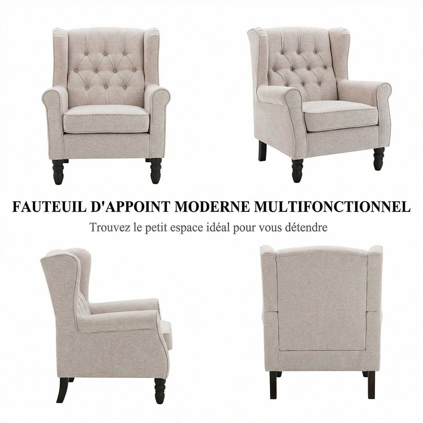 Fauteuil Design Minimaliste, Confort et Style pour Intérieur Moderne, Beige - 8