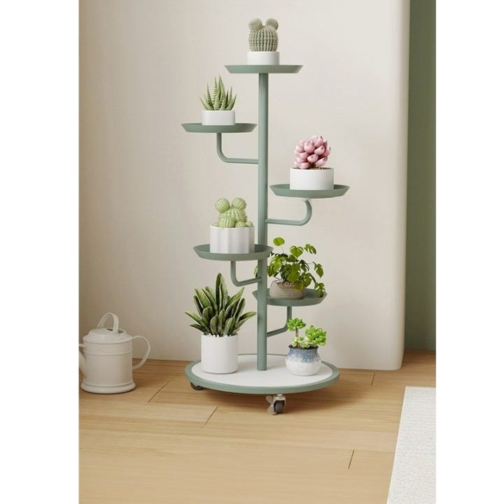 Etagère Pour Plantes En Métal Et Bois Ejoyous - Support Multi-Niveaux Moderne 23 X 56 Cm Pour Intérieur Et Extérieur