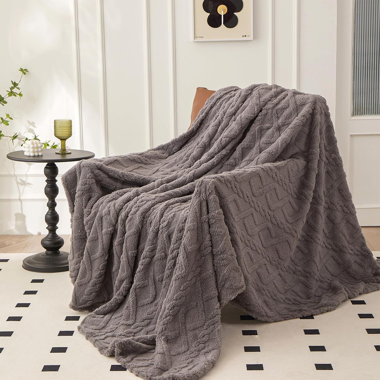 Manta de franela lisa para sofá, manta cálida y acogedora, manta de microfibra para cama, 200*230cm, marrón