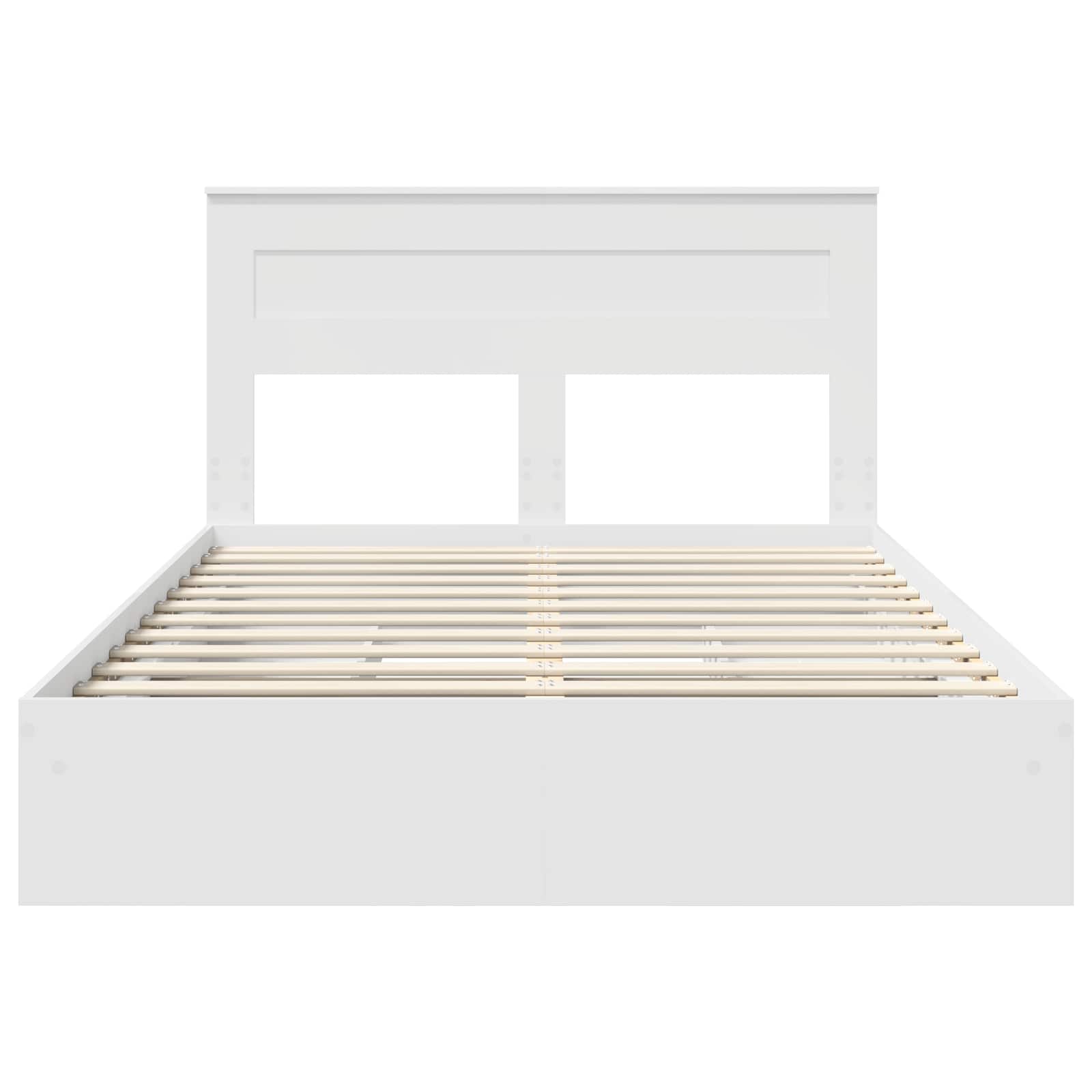 Lit de rangement blanc 160 x 200 cm panneau de bois - 8