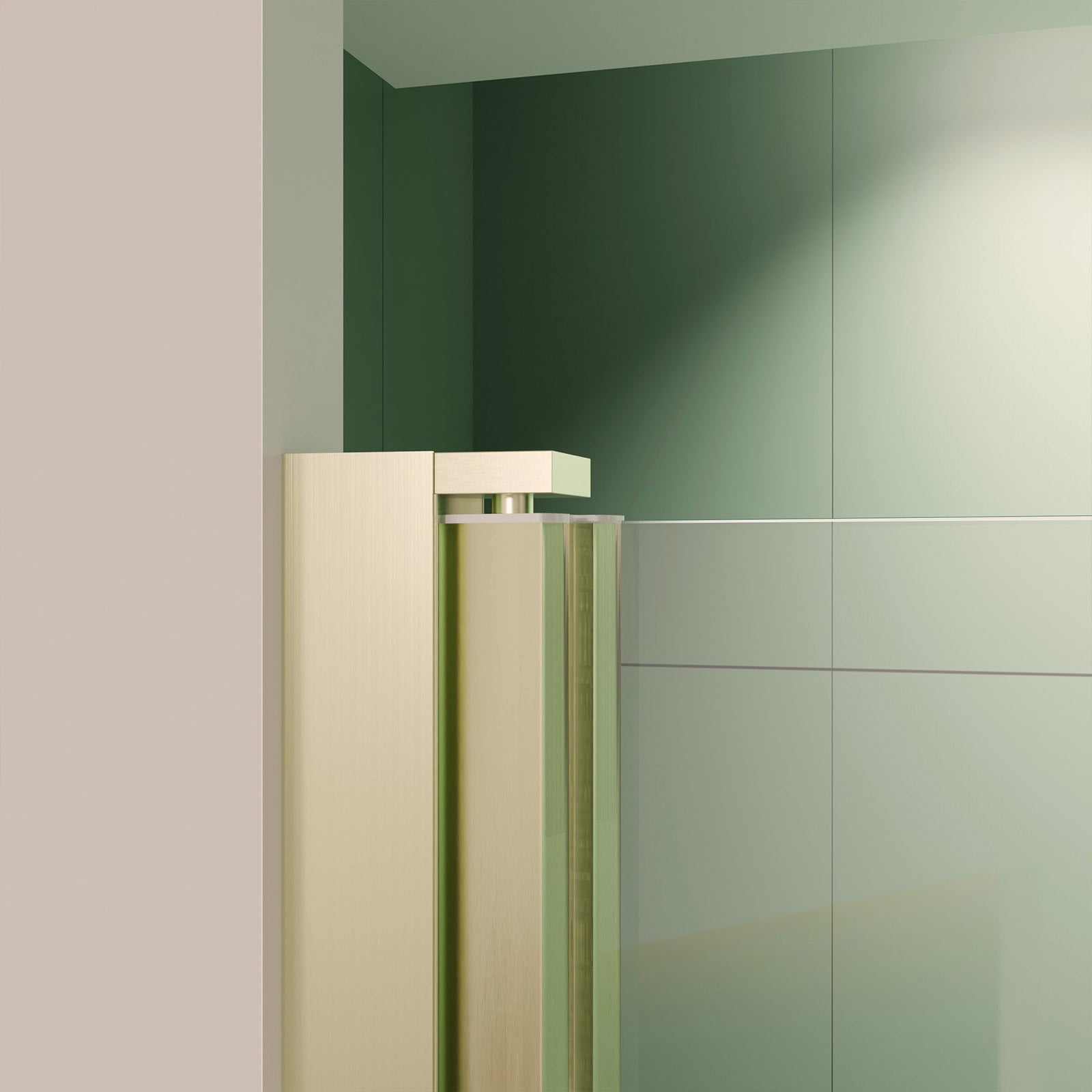 Porte de Douche Double Battant 90x200cm - Verre Trempé Transparent 6mm - Profil Or Doré Brossé - 7
