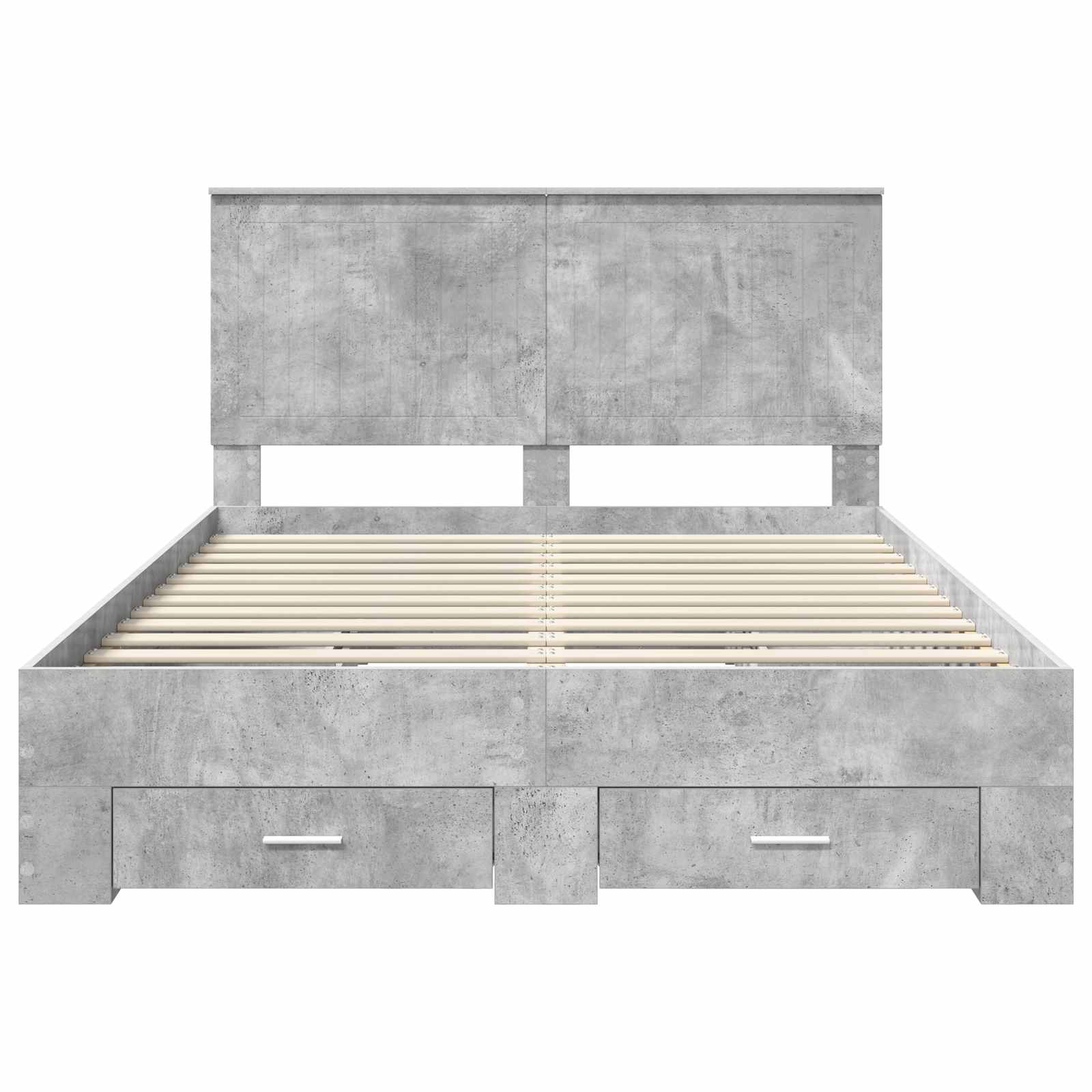 Cadre de lit en panneau de bois, gris béton, pour la chambre, 135 × 190 cm - 8