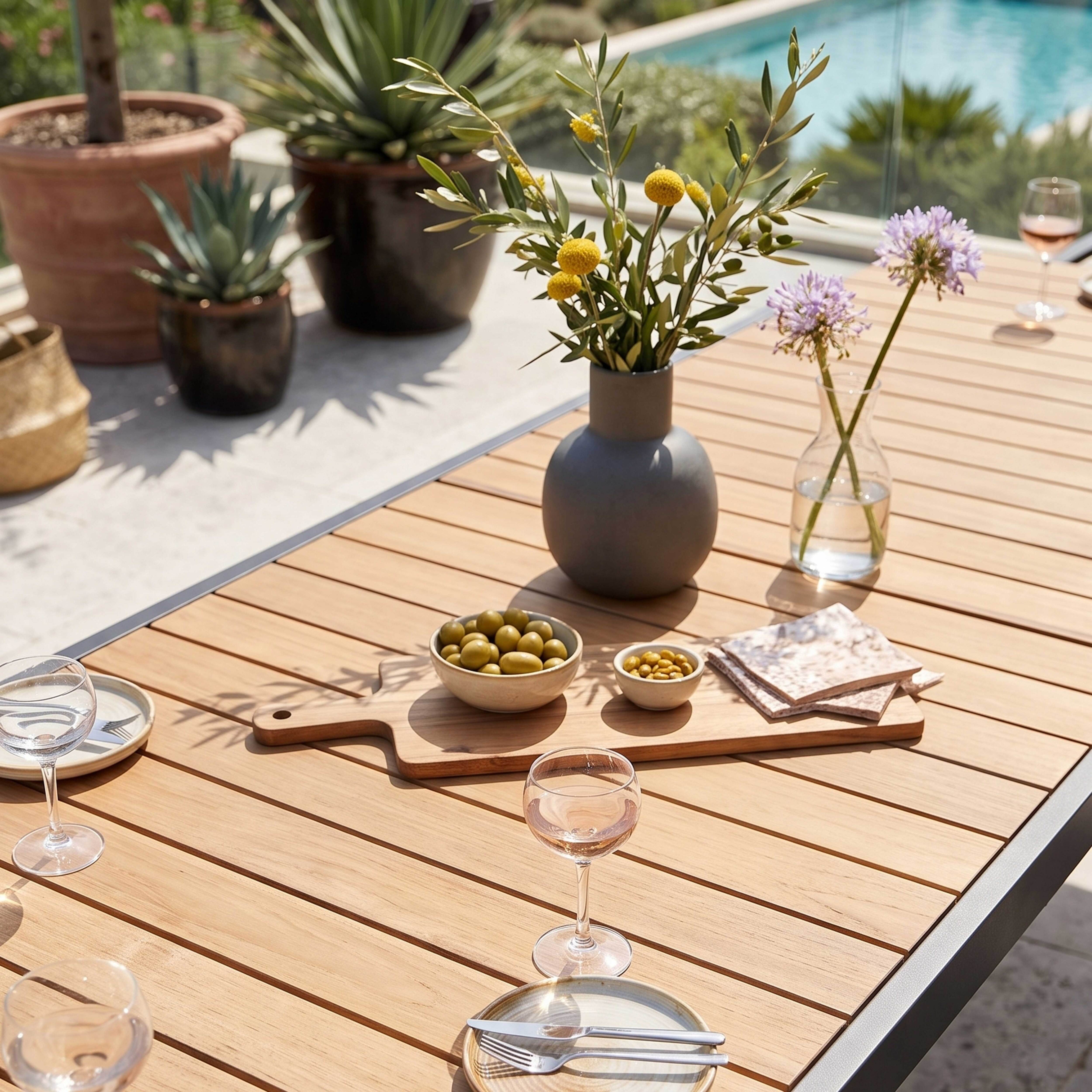 Salon de jardin 10 places, 8 chaises et 2 fauteuils en aluminium - 5