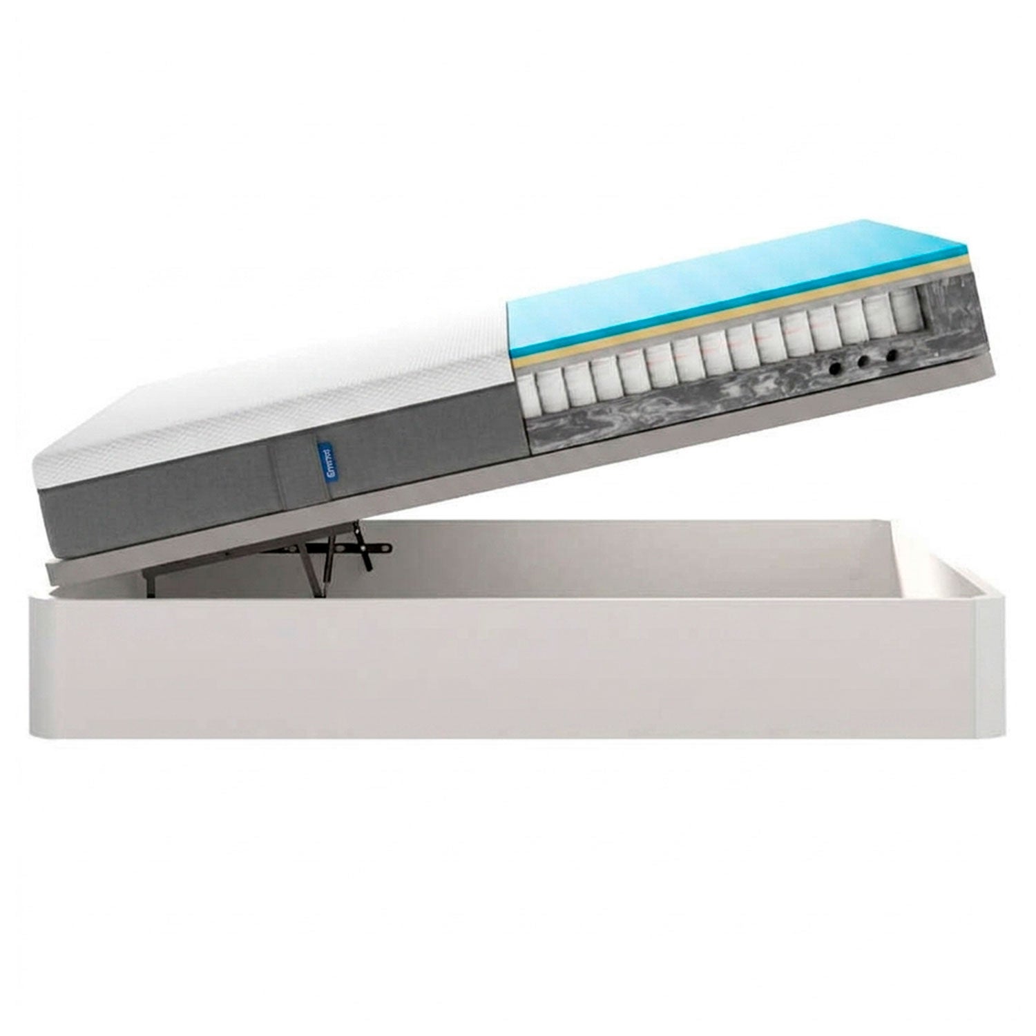 Colchón Emma Hybrid 25 cm premium fresco + canapé abatible madera varios colores altura 32 cm-90x190-Blanco - 2