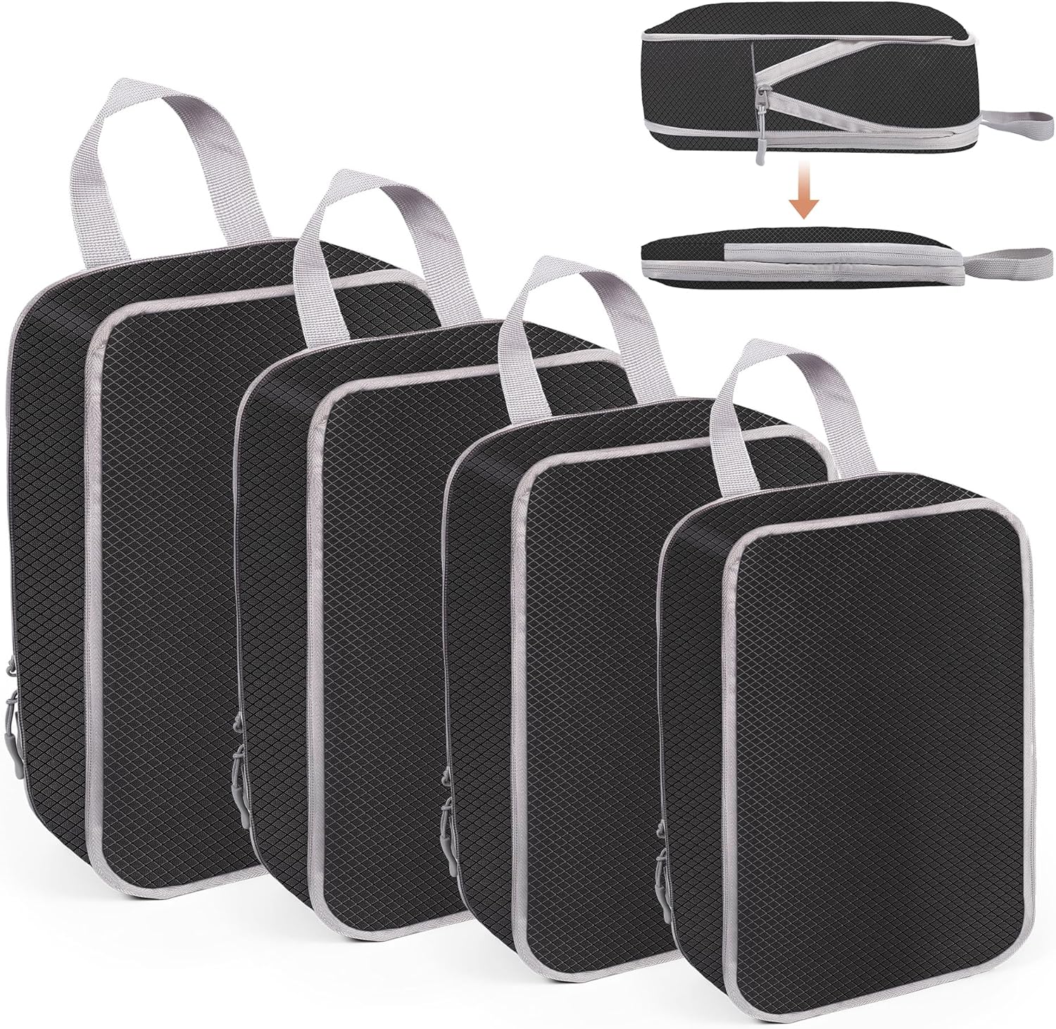Cinnani Juego de 7 organizadores de maletas,de compresión para mochila y maleta,juego de bolsas de compresión con doble cremallera,práctico y que ahorra espacio,juego de organizador de maletas