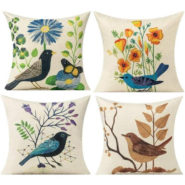 2 Federe Per Cuscino 50x50 Cm Stile Bohémien – Verde Salvia Con Stampa Floreale – In Lino Di Poliestere