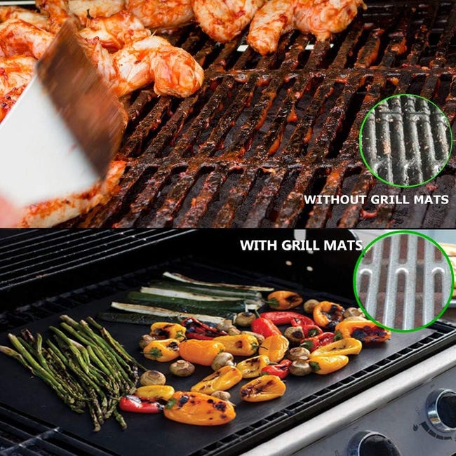 Tapis de Cuisson pour Barbecue,Set de 8 Feuilles de BBQ Réutilisable Tapis de Cuisson pour Barbecue,Set de 8 Feuilles de BBQ Réutilisable