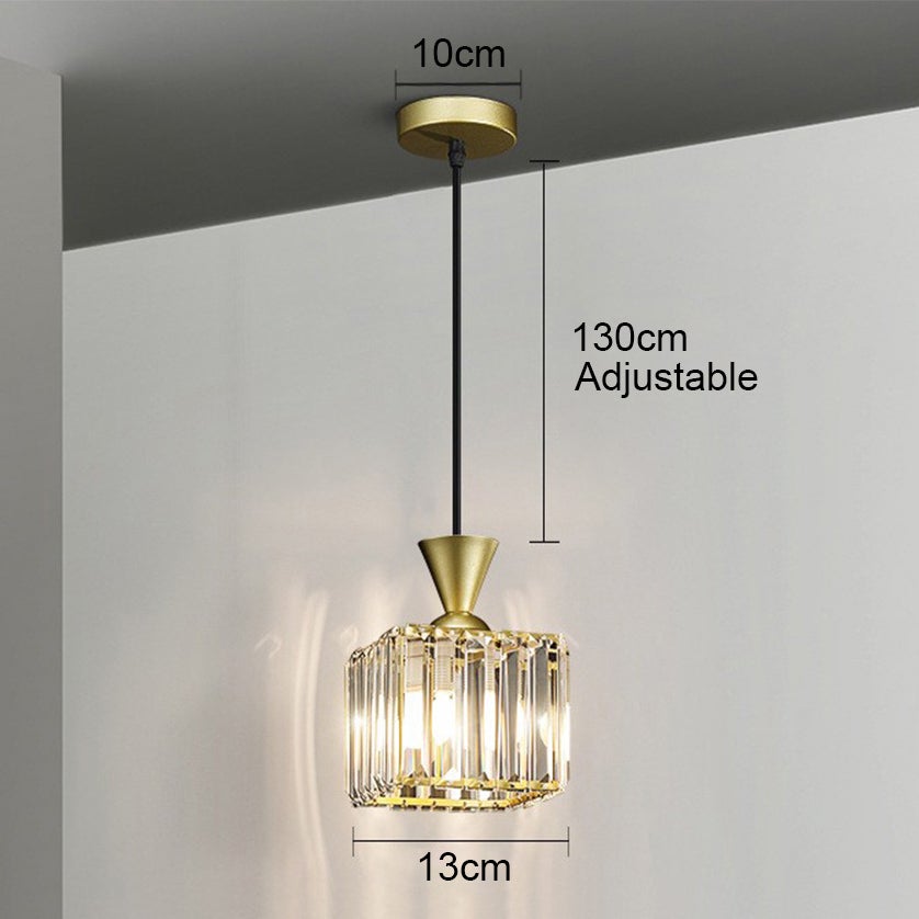Lustre LED moderno, candeeiro de teto LED de cristal, candeeiro suspenso com altura ajustável, 3 temperaturas de cor (φ13cm, quadrado) - 6
