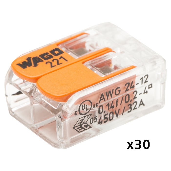 Pot de bornes Wago, 30x2 entrées, 50x3 entrées, 20x5 entrées, 32A, transparent, sans outils, CAGE CLAMP®, 405V, 4kV, 0.14-4 mm² - 2