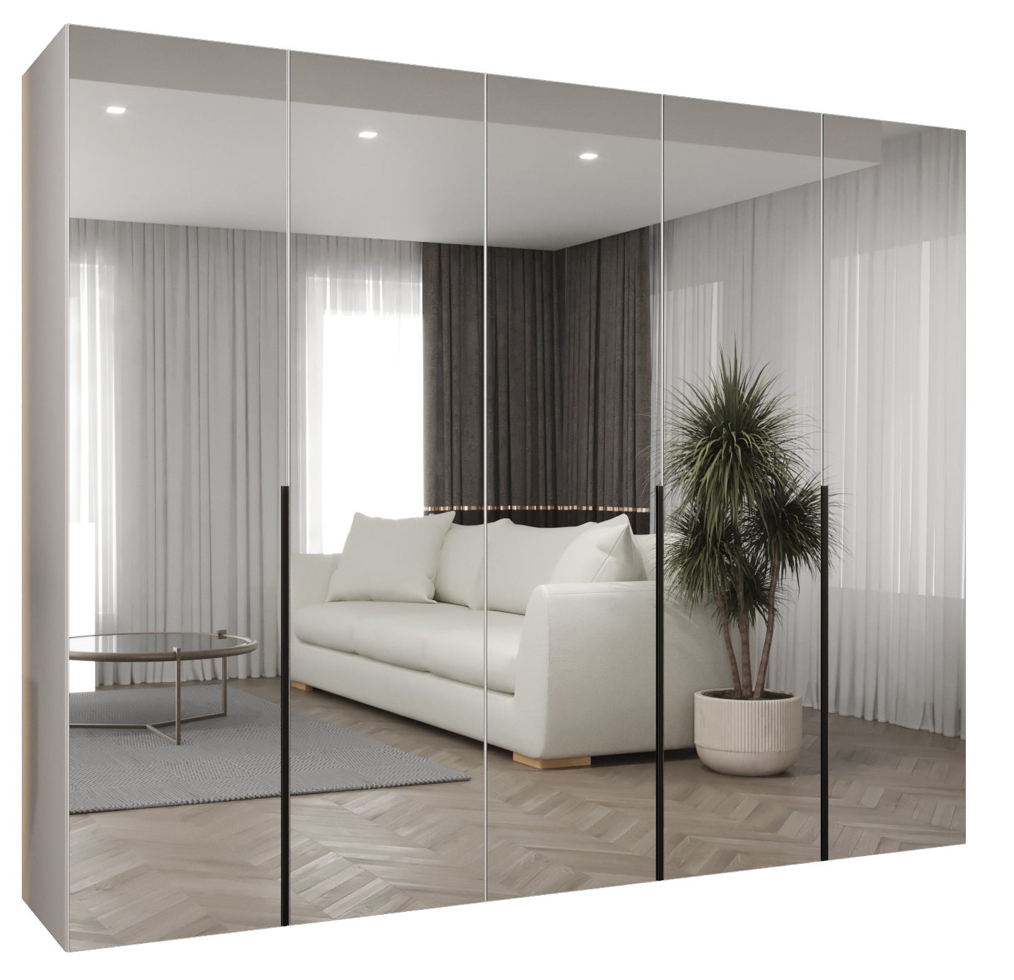 Szafa uchylna otwierana Alicante 3 250 x 52 x 202 cm biały + u. czarny Abiks Meble