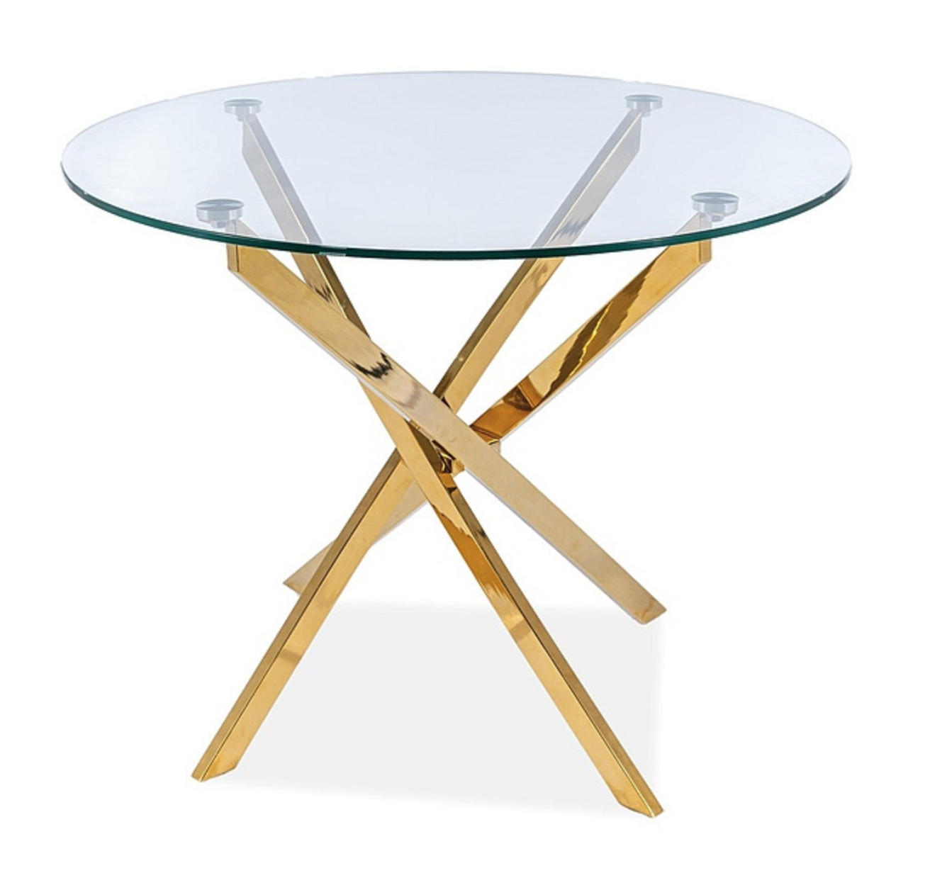 Table design ronde verre et métal doré 90 cm Weba | Leroy Merlin
