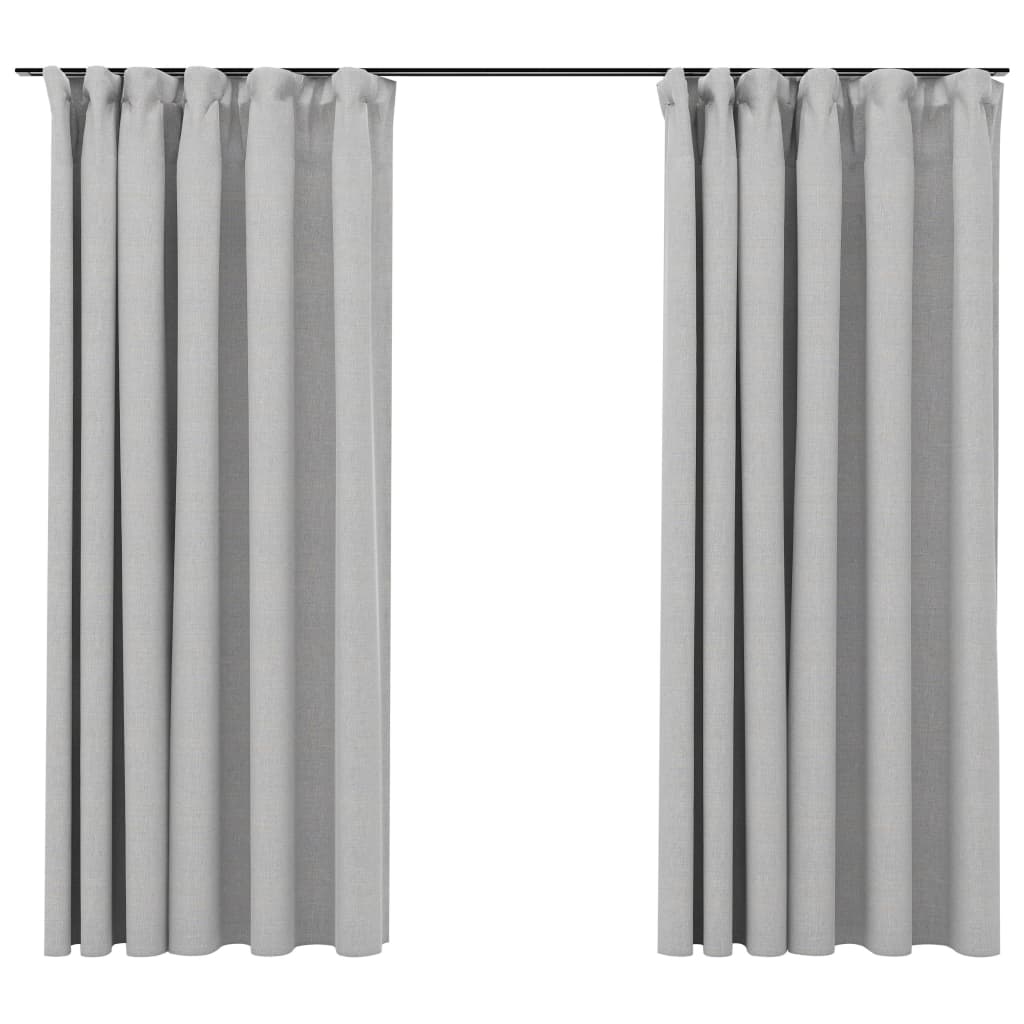 2 piezas cortinas opacas | cortinas oscurantes con ganchos look de lino gris 140x175 cm cfw31275