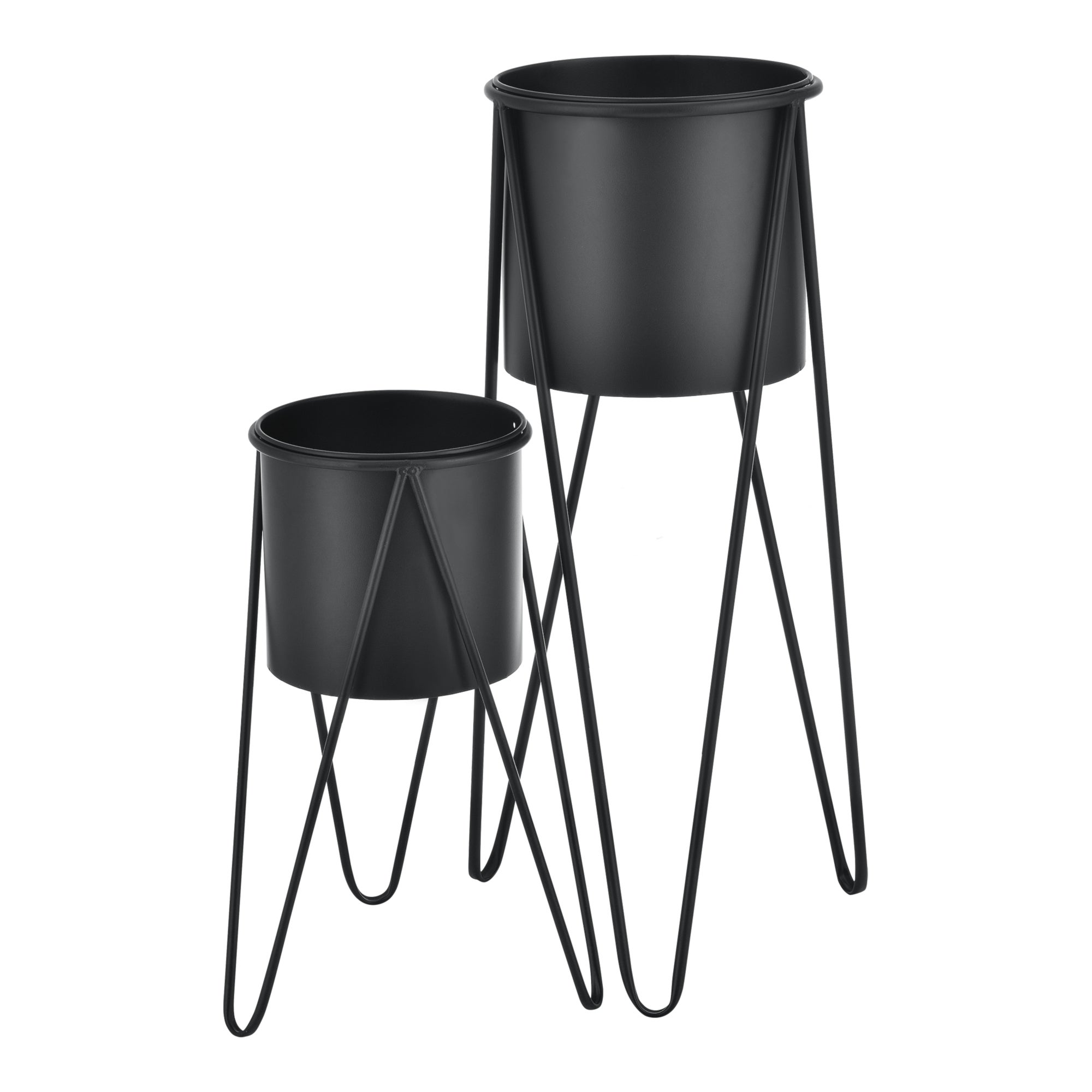 Set di 2 supporti per piante, colore nero, 1 m x 1 m + 0,5 m x 0,5 m