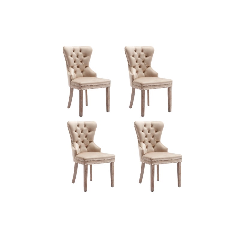 Krzesło do jadalni z aksamitu z nogami z litego drewna, wyściełanym siedziskiem, oparciem w stylu retro i ozdobnym dzwonkiem