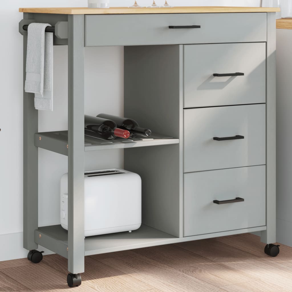 Carro de cocina monza 84x40x90 cm madera maciza de pino