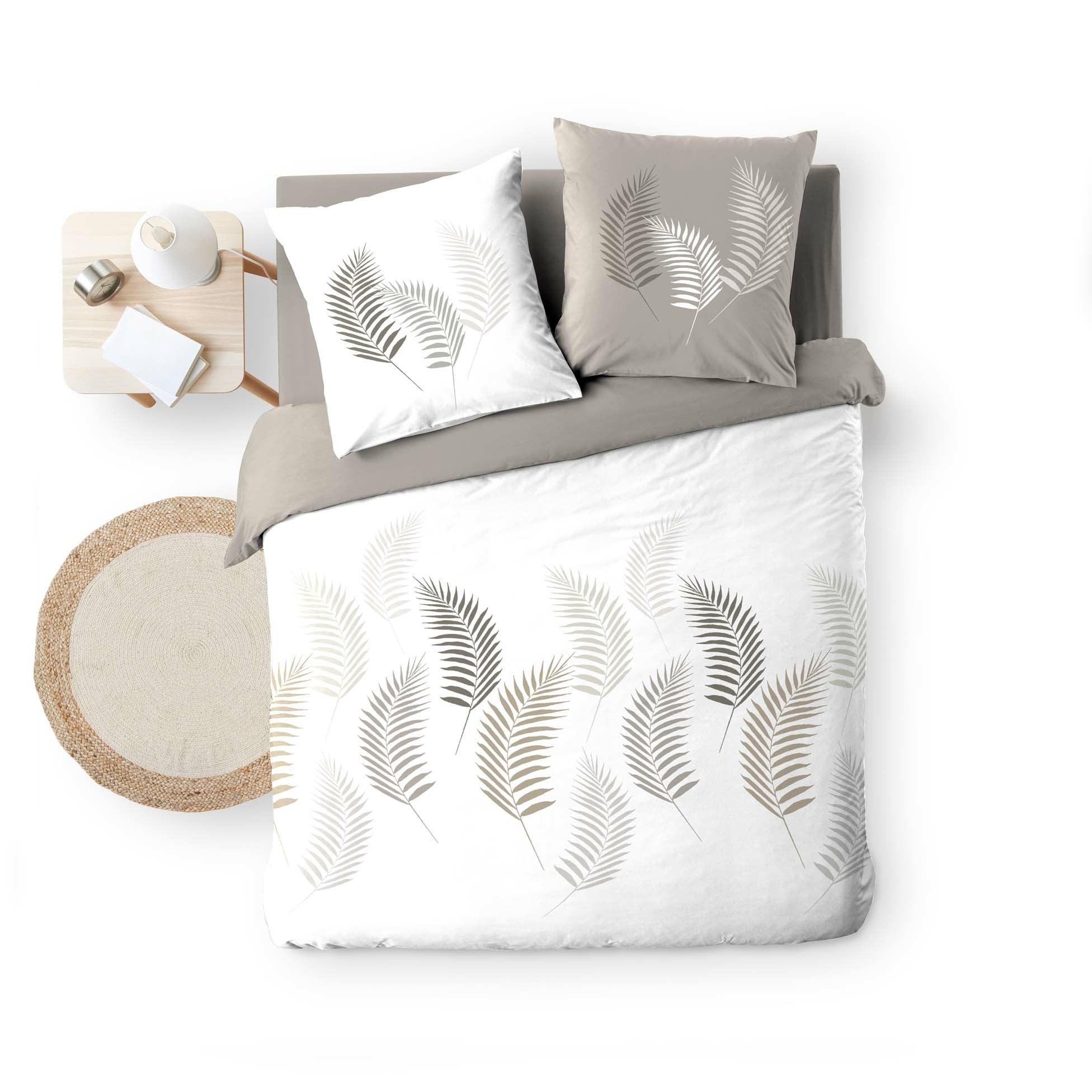 Parure de lit 3 places . 240 x 220 cm imprime 57 fils allover goyave - 4