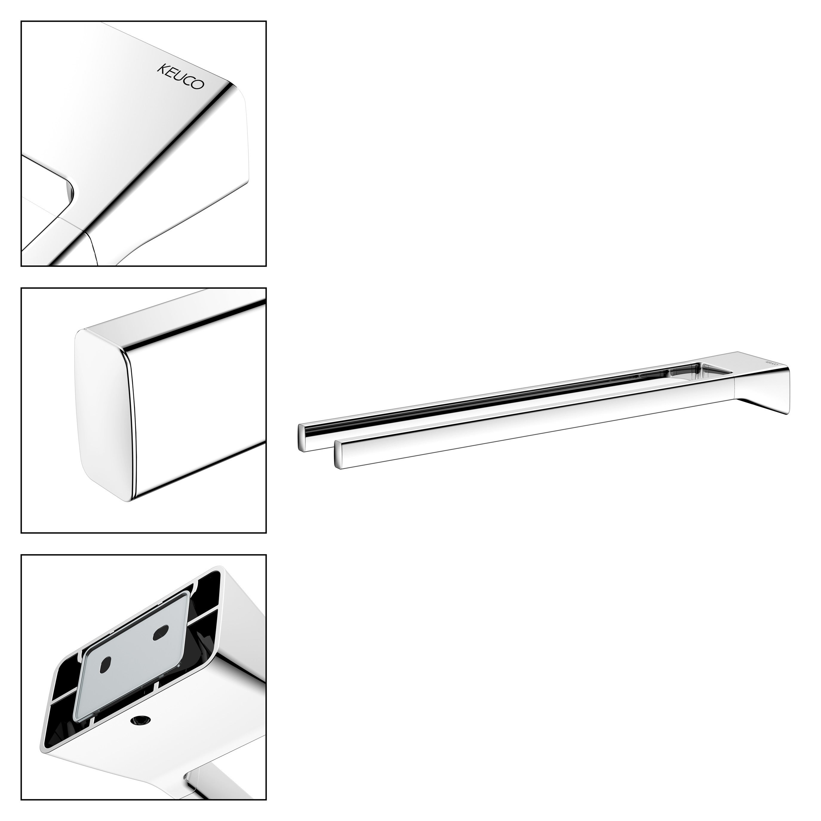 Keuco Patère à Coller Ou à Percer, En Métal, Noir Mat, Rond