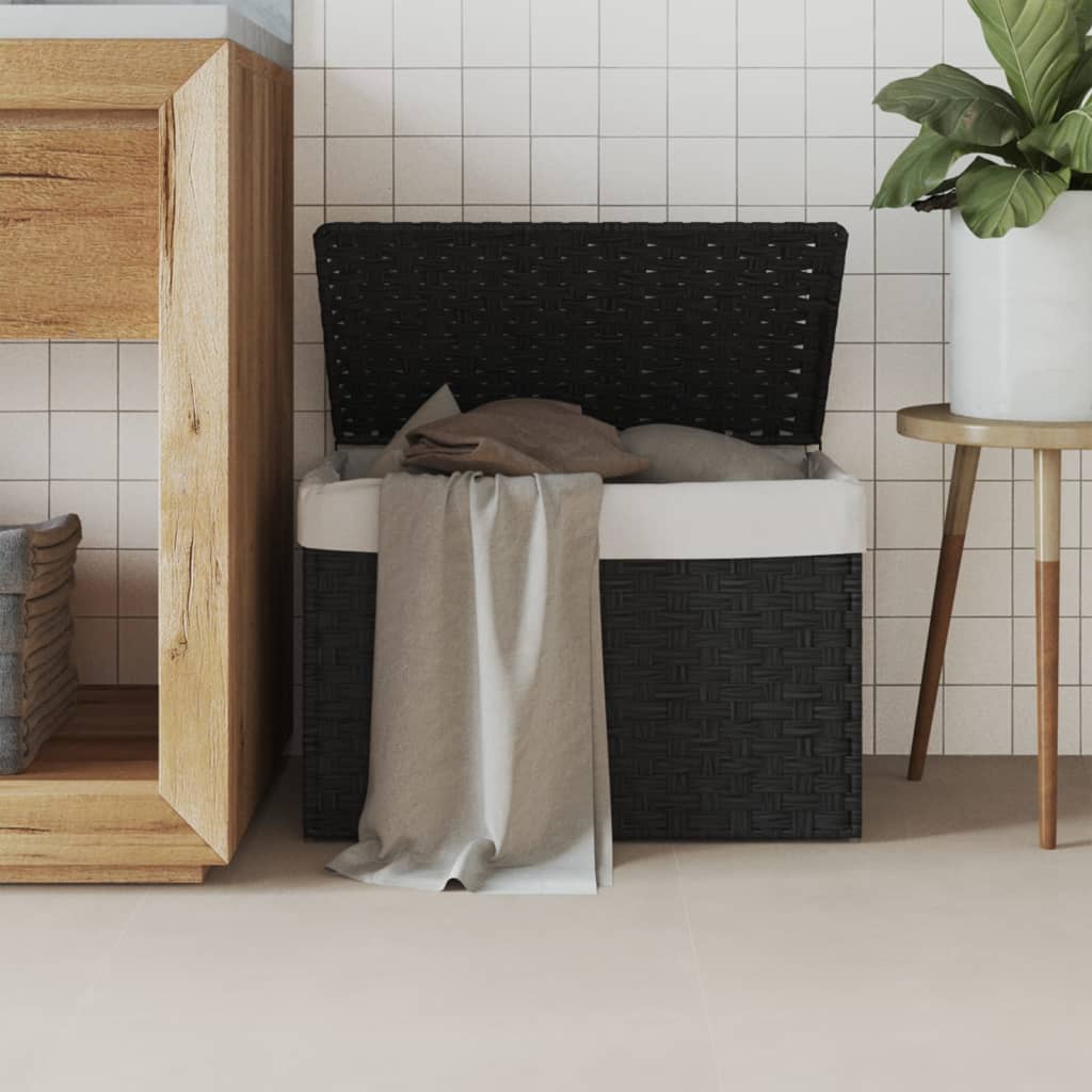 Maison exclusive - cesto de ropa sucia con tapa ratán sintético negro 55,5x35x34cm