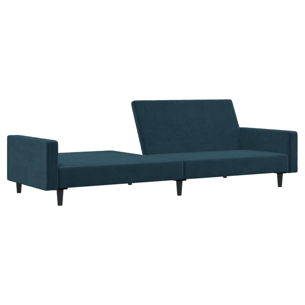 Canapé-lit | Lit simple | Canapé convertible à 2 places Bleu Velours CFW32987 - 4