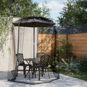 Moustiquaire Parasol 300x300x230 Cm - Polyester Haute Densité - Porte Zippée - Base Remplissable - Pour Tonnelle
