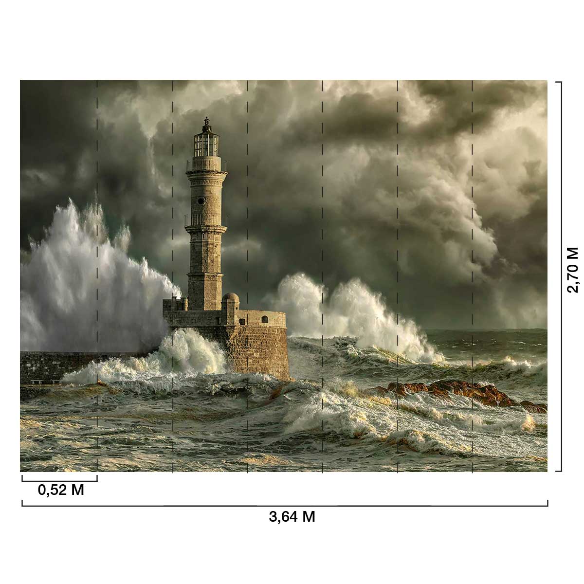 Papier peint orage sur le phare - 364x270cm - 2