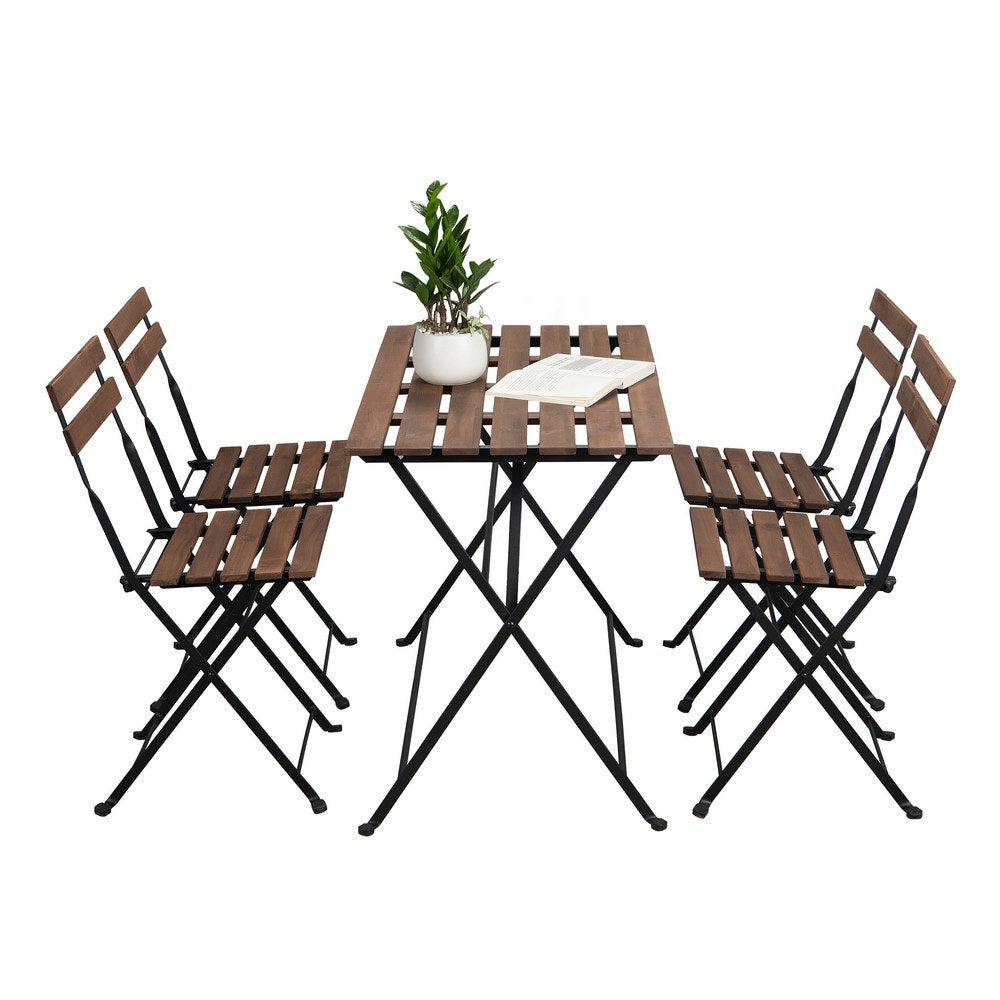 Set tavolino e quattro sedie da giardino modello nero 100x54x71 cm - 3