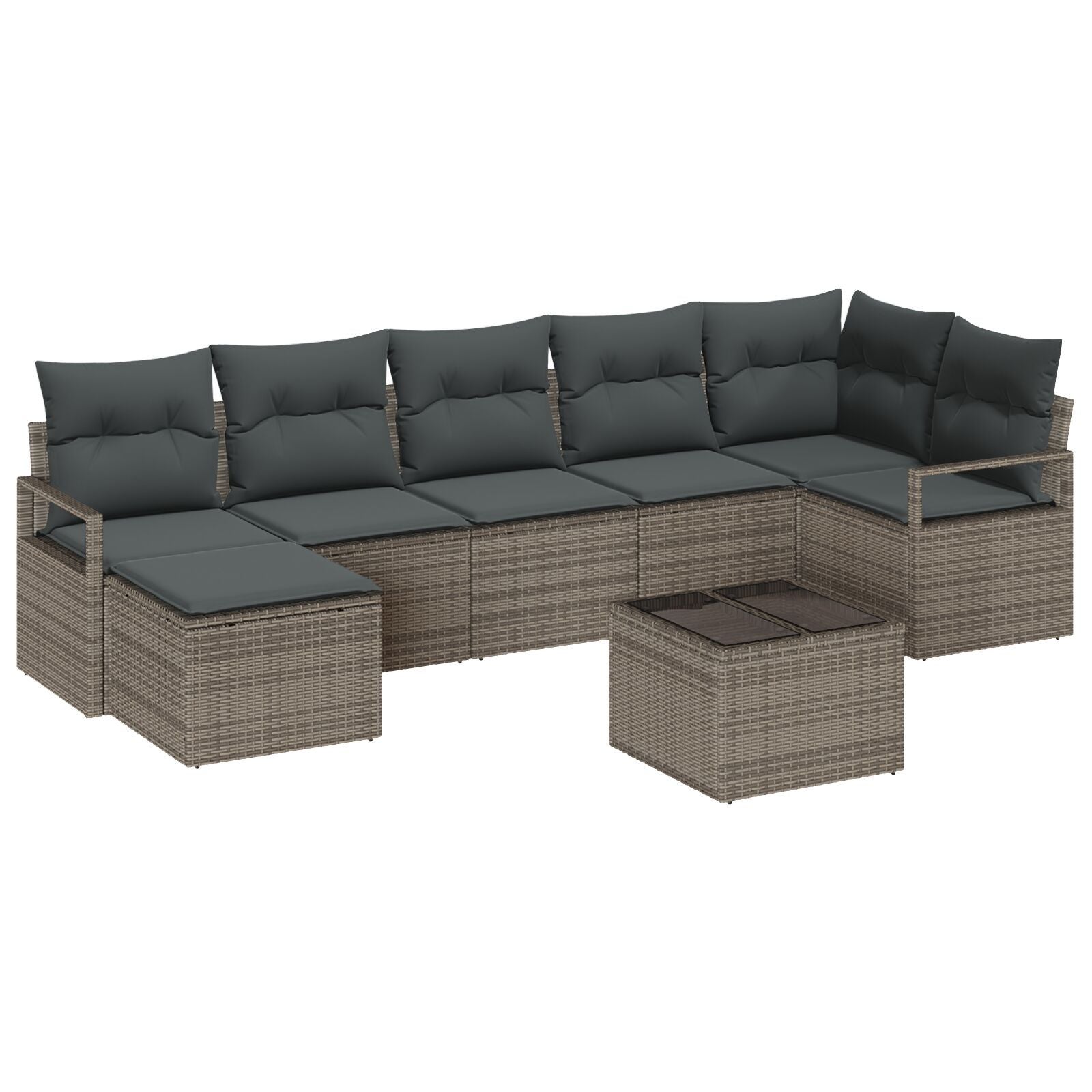 Zestaw Sof z poduszką 8 pcs Szary polirattan vidaXL