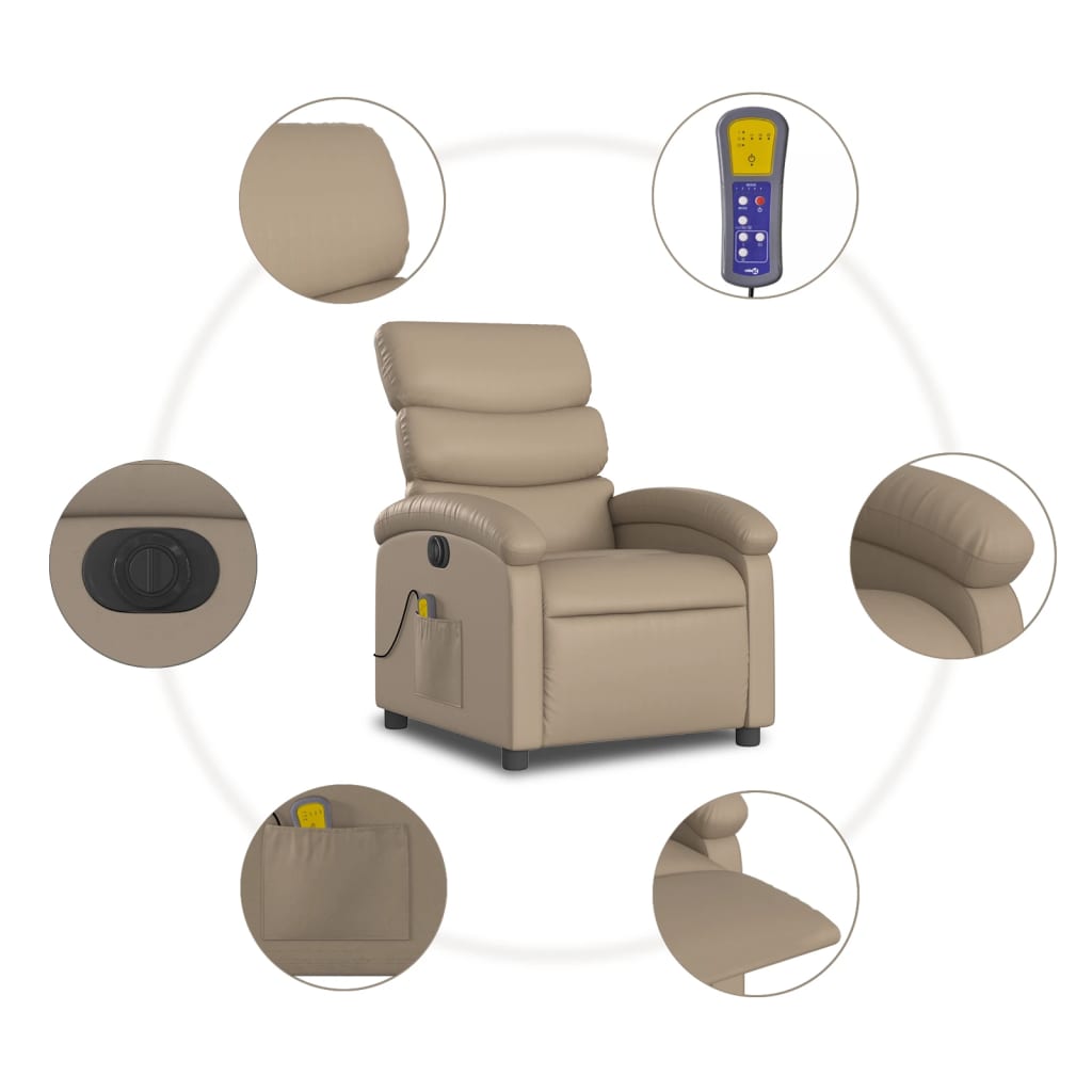 Fauteuil de massage，Fauteuil de Salon，Chaise de massage inclinable électrique cappuccino similicuir CDS86870 - 7