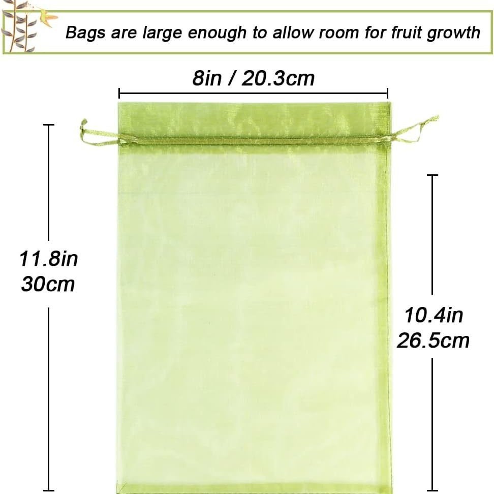 100 Pièces Sacs Protection Fruits 20 x 30 cm, Sachets Filets Protection des Grappes Raisins, Sac Filets pour Jardin (Vert) - 4