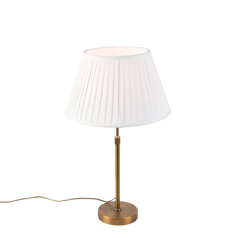 Lampa stołowa brązowa z plisowanym abażurem białym 35cm - Parte