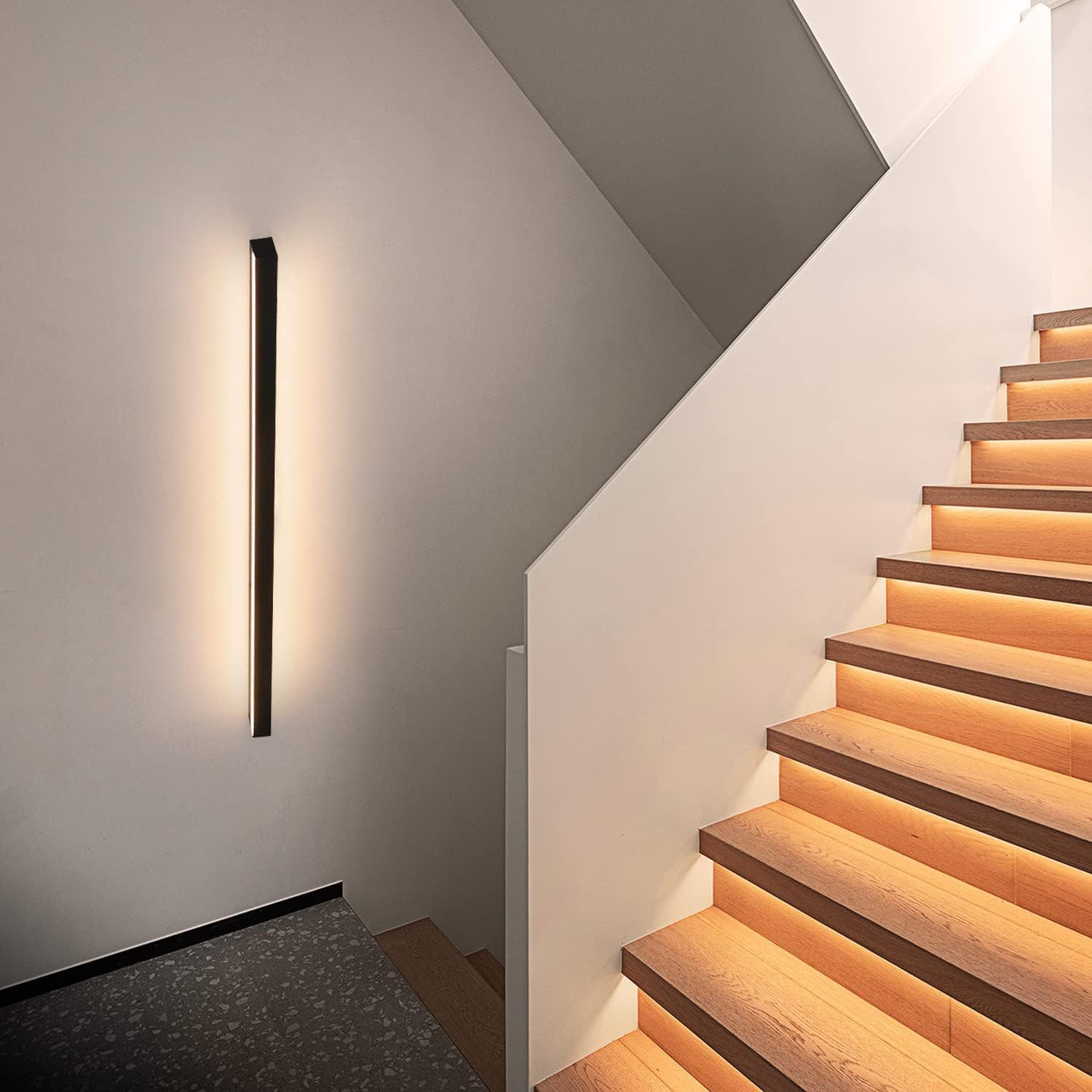 NETTLIFE 2 LED kinkiety nowoczesne wnętrze 100CM 34W korytarz góra dół ciepła biel czarny - 6