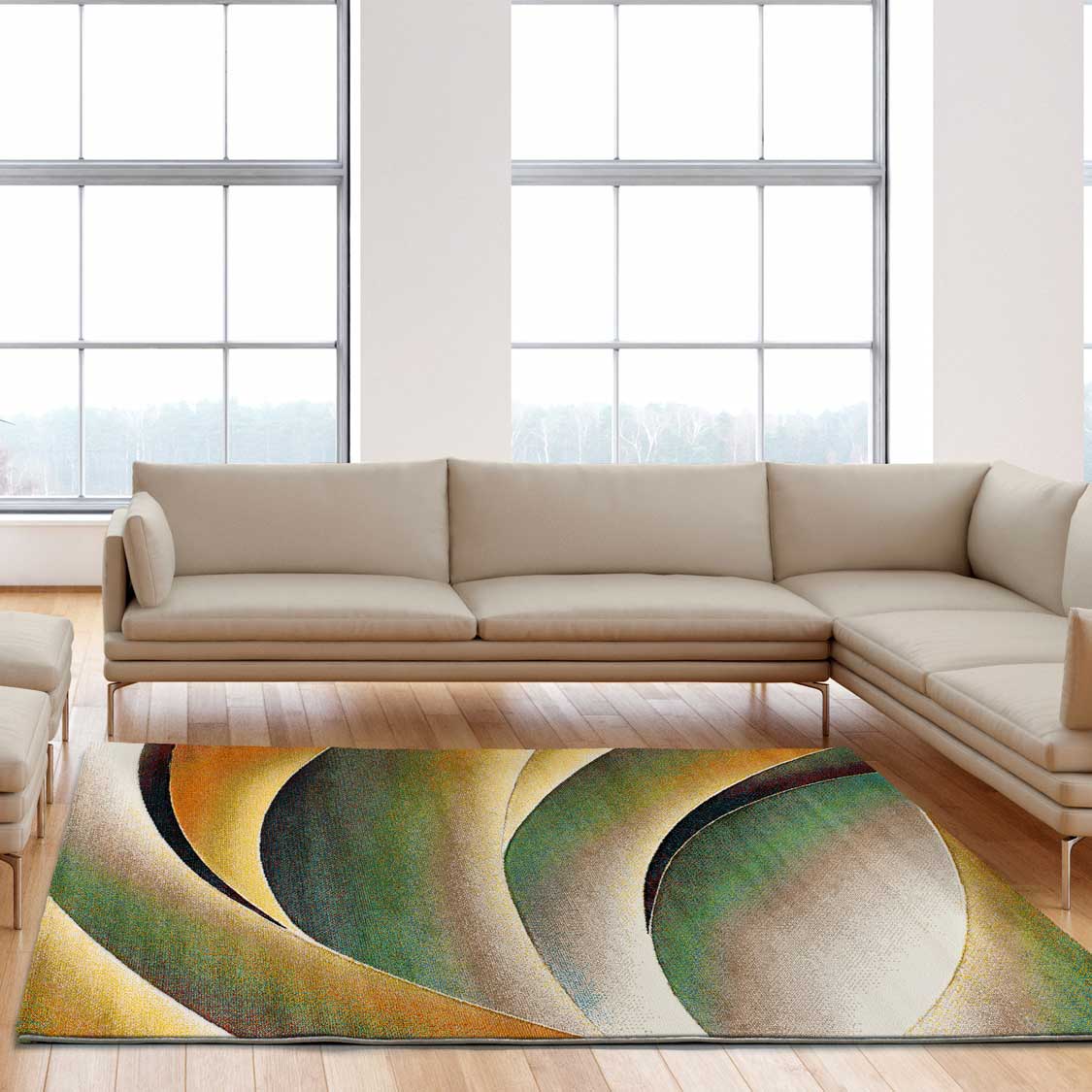 Prostokątny zielony dywan wewnętrzny 120 x 170 cm LIBET modern - ATTICGO