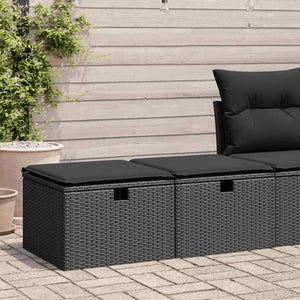 Canapé De Jardin 2 Places En Polyrotin Noir Avec Coussins - Résistant Aux Intempéries, Cadre Acier, Pour Terrasse Et Jardin