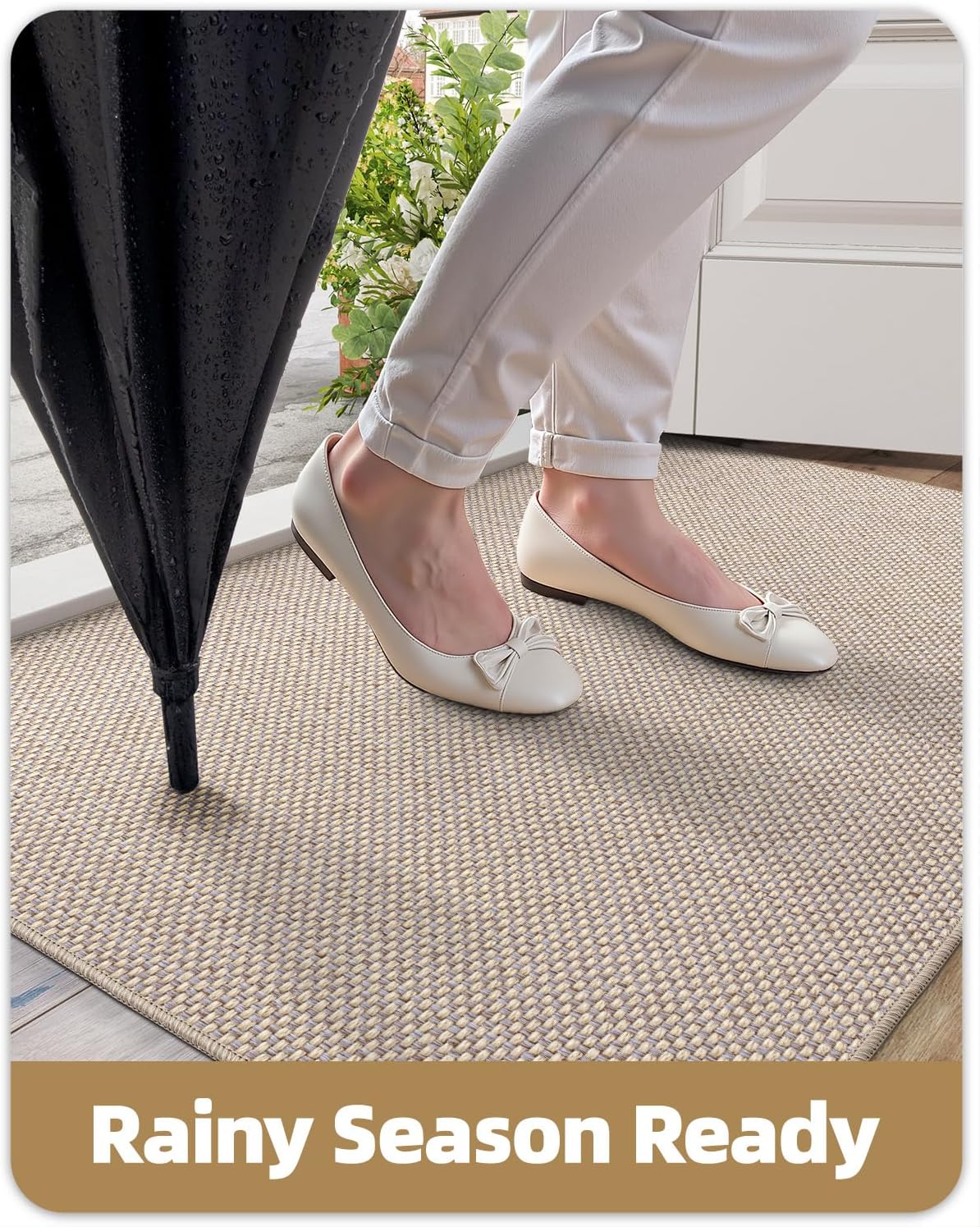 Paillasson Interieur Entree 50x80cm, Antidérapant, Tapis de Porte Absorbant, Lavable, Tapis pour Intérieur, Extérieur, Chambre, Cuisine(Beige) - 6