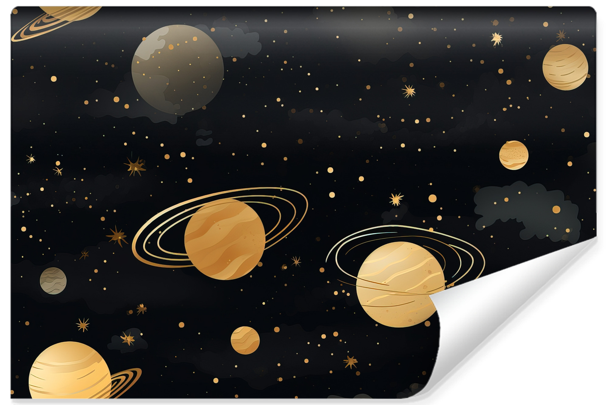 Papel pintado vlieseline foto planetas cosmos estrellas para habitación infantil 368cm x 254cm