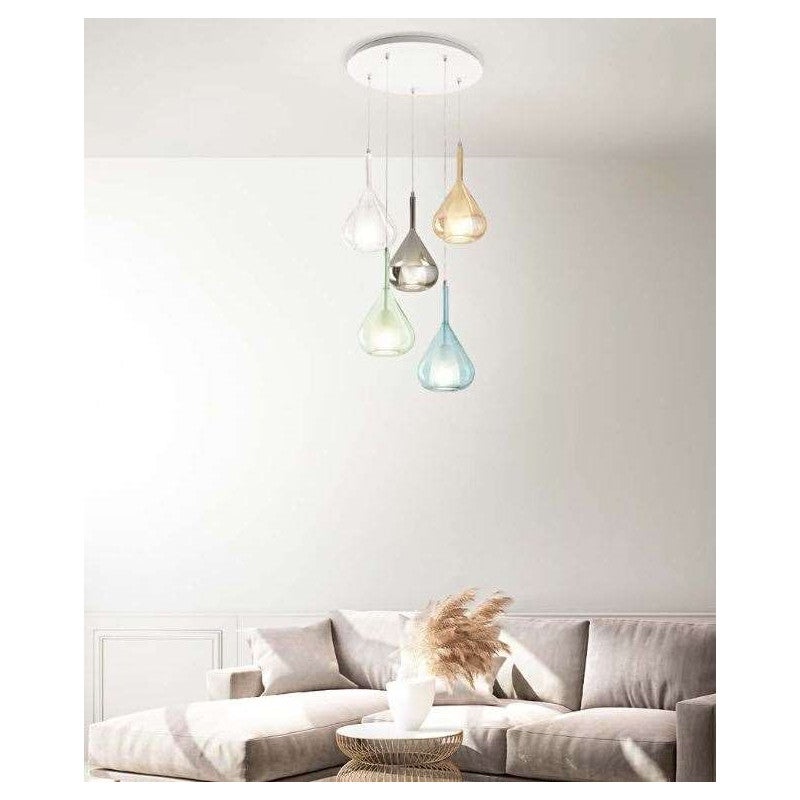 Lampadario A Sospensione Lila A Led In Metallo E Vetro Borosilicato