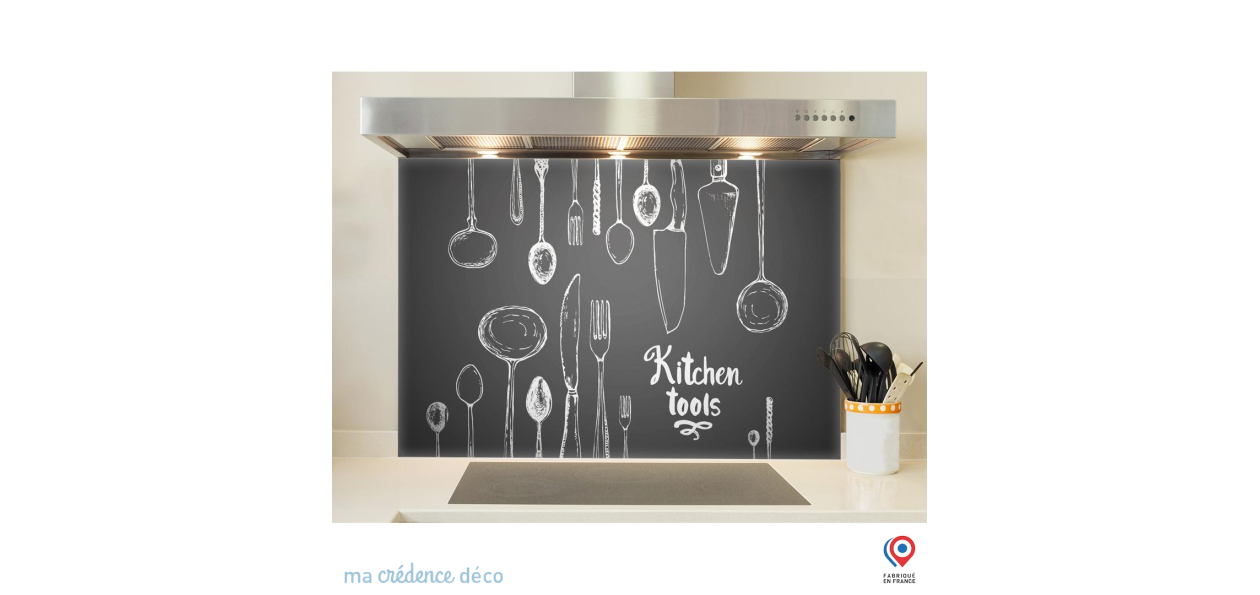 Fond de hotte Ustensiles sur ardoise - Verre trempé - L 90 cm x H 50 cm