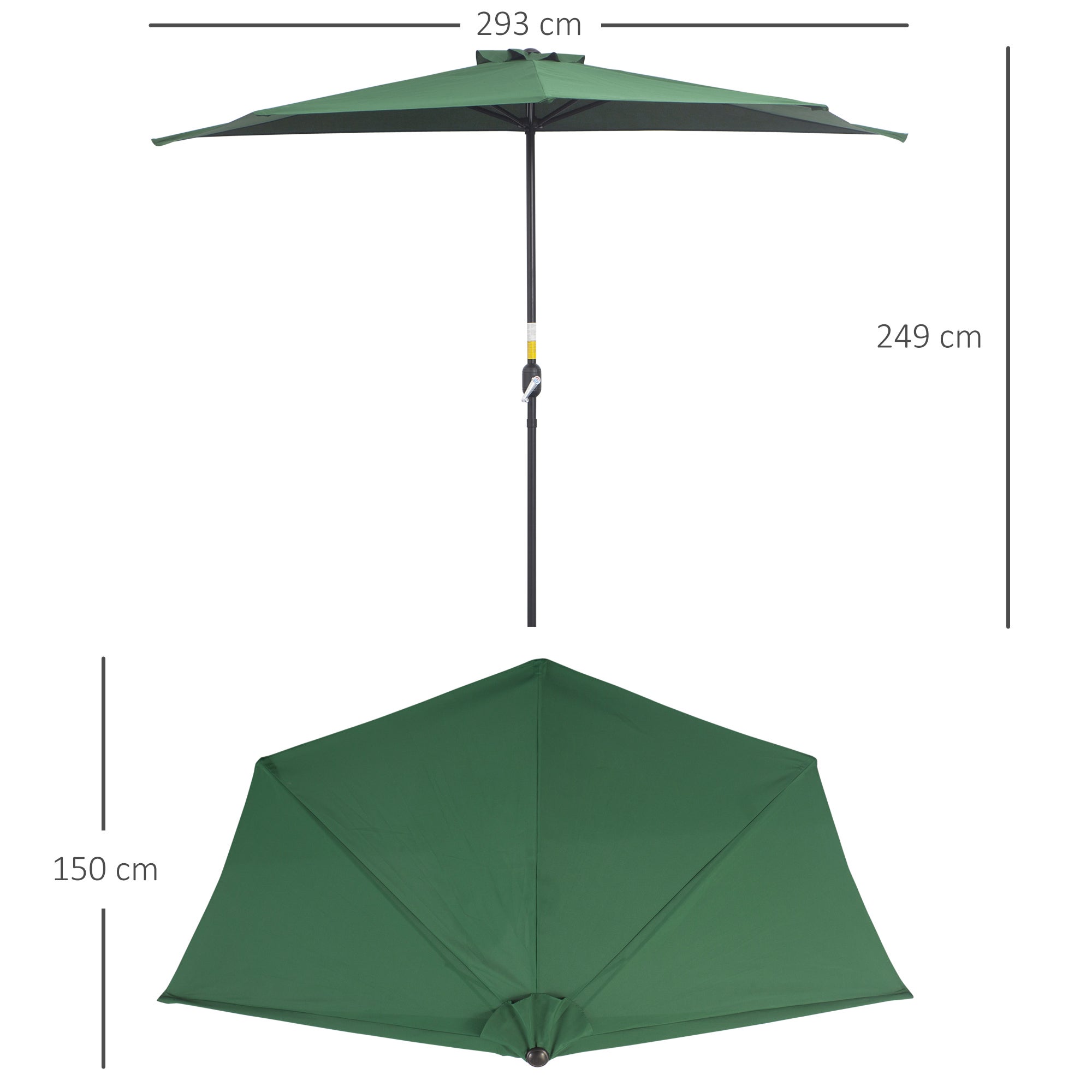 Demi parasol Polyester Outsunny - 3