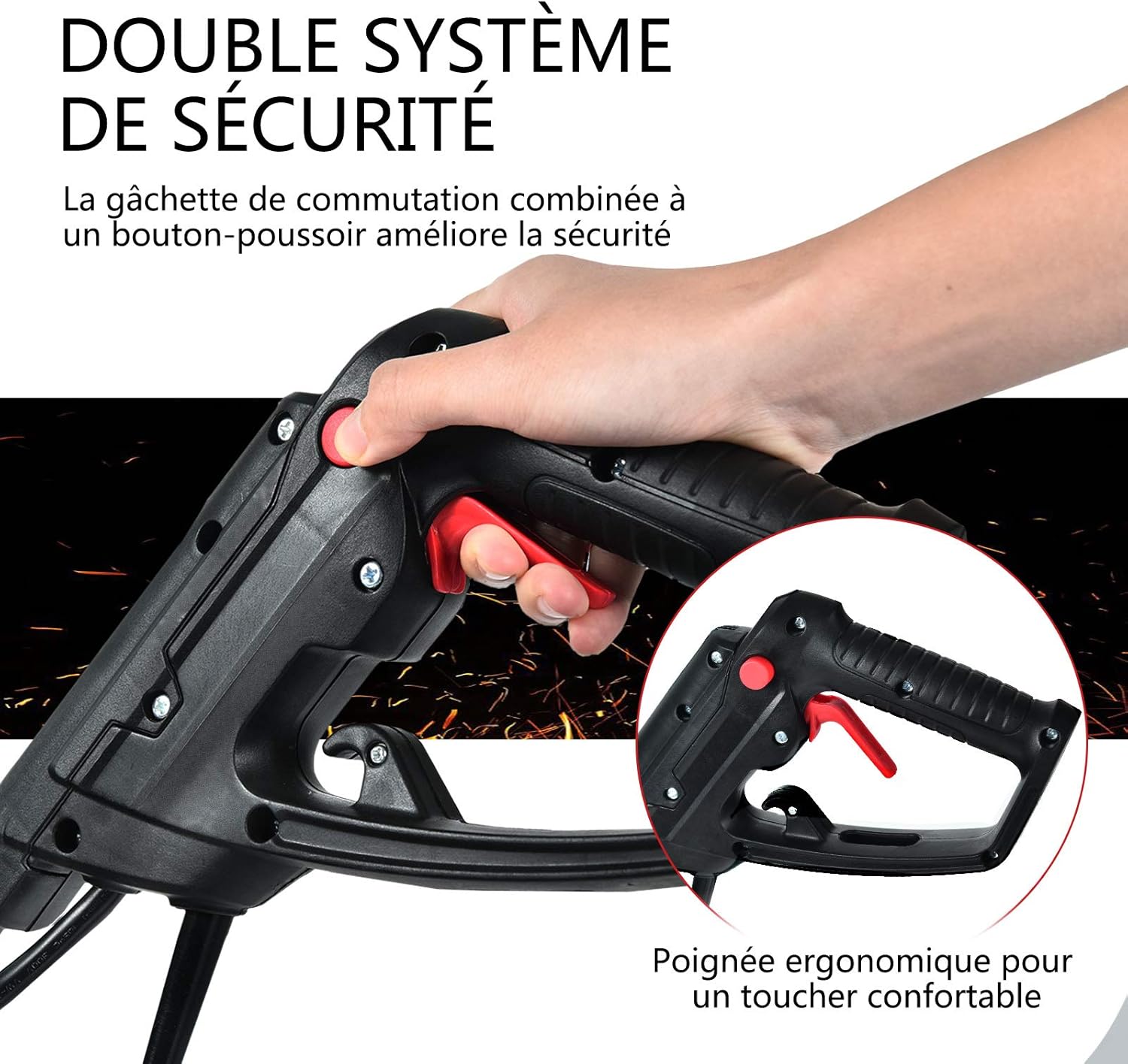 1500W Zappatrice Elettrica, Motocoltivatore con 6 Lame, Profondità di Lavoro 220mm, Larghezza di Lavoro 430mm, Ruote Pieghevoli, Manico Pieghevole - 3