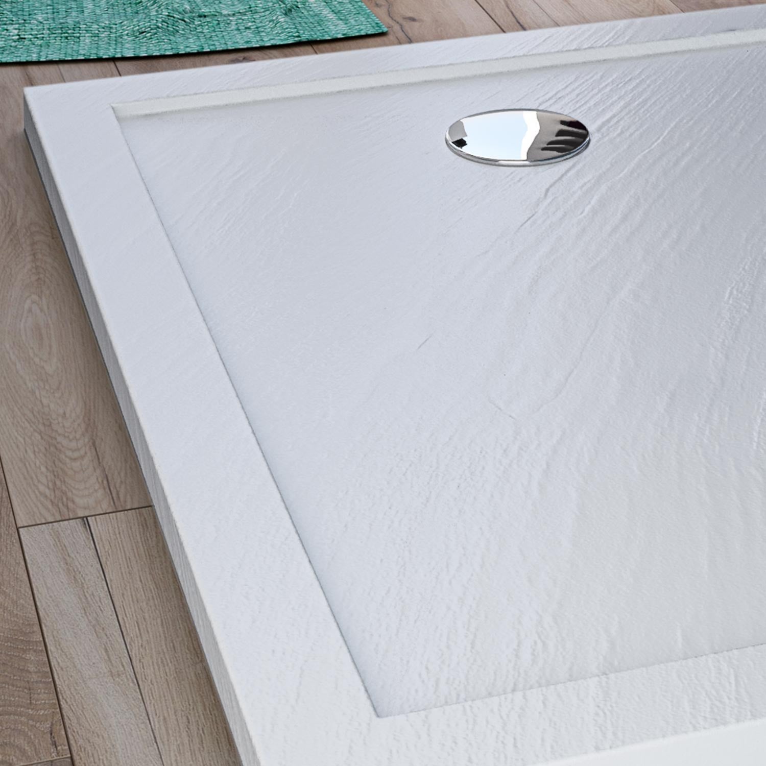 Receveur de douche 80x170x4cm rectangle acrylique avec bordures blanc effet pierre mod. Flower - 3